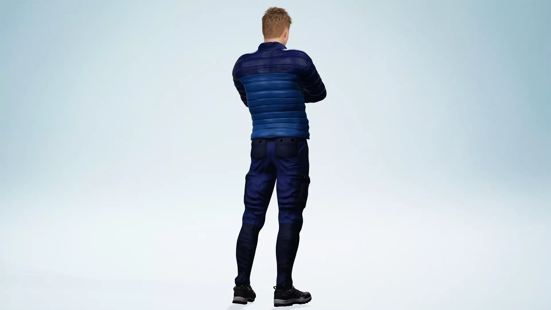 Realistic Blond Man 3D Model with Winter Jacket Rigged Outdoor Low-poly 3D model_10