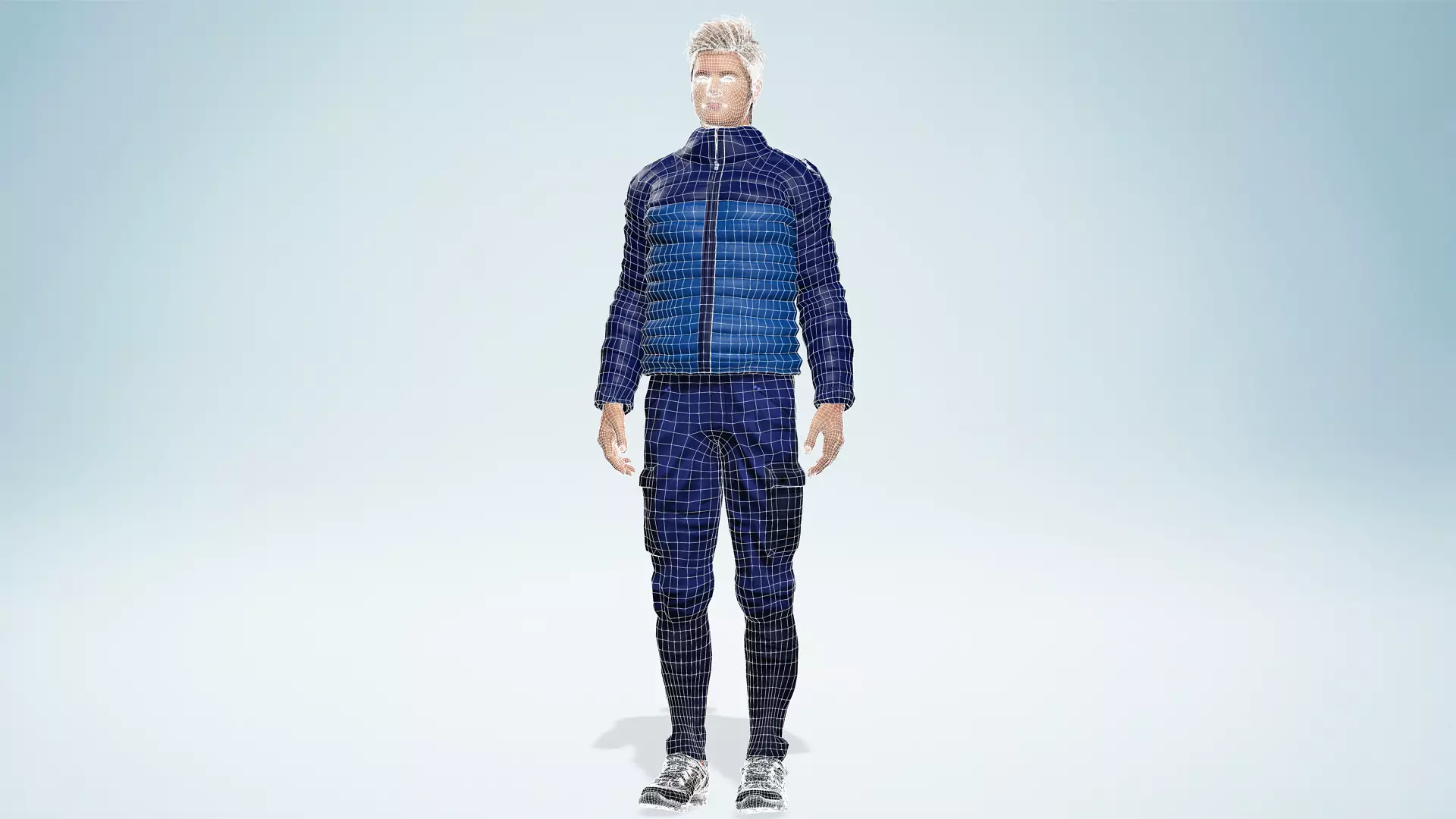 Realistic Blond Man 3D Model with Winter Jacket Rigged Outdoor Low-poly 3D model_25