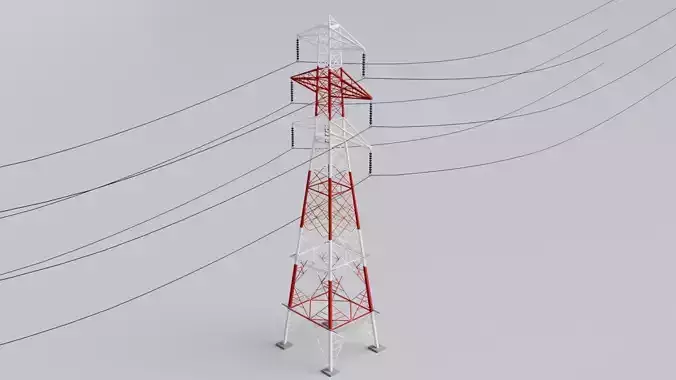 Electricity pylon - Game Ready Low-poly 3D model