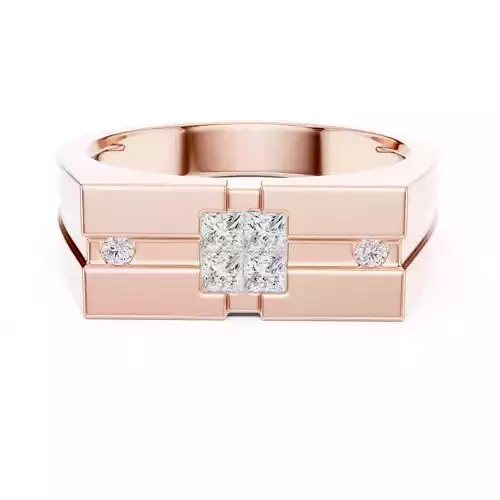 Princess Cut Diamond Signet Engagement Ring 3DM STL Video 3D print model
