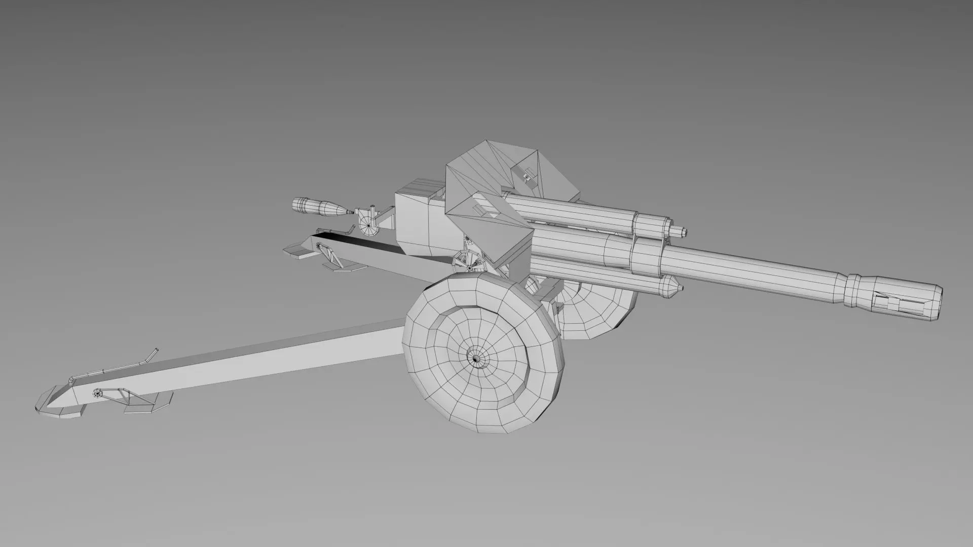 152mm D-1 Howitzer Military Missile Weapon - Game Ready Low-poly 3D model_1
