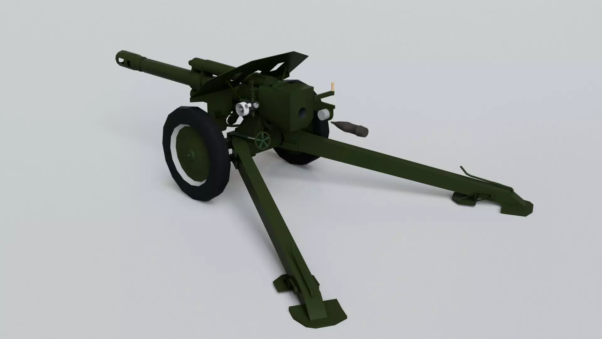 152mm D-1 Howitzer Military Missile Weapon - Game Ready Low-poly 3D model_2