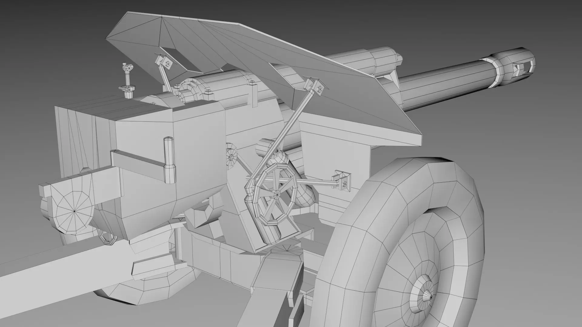 152mm D-1 Howitzer Military Missile Weapon - Game Ready Low-poly 3D model_7