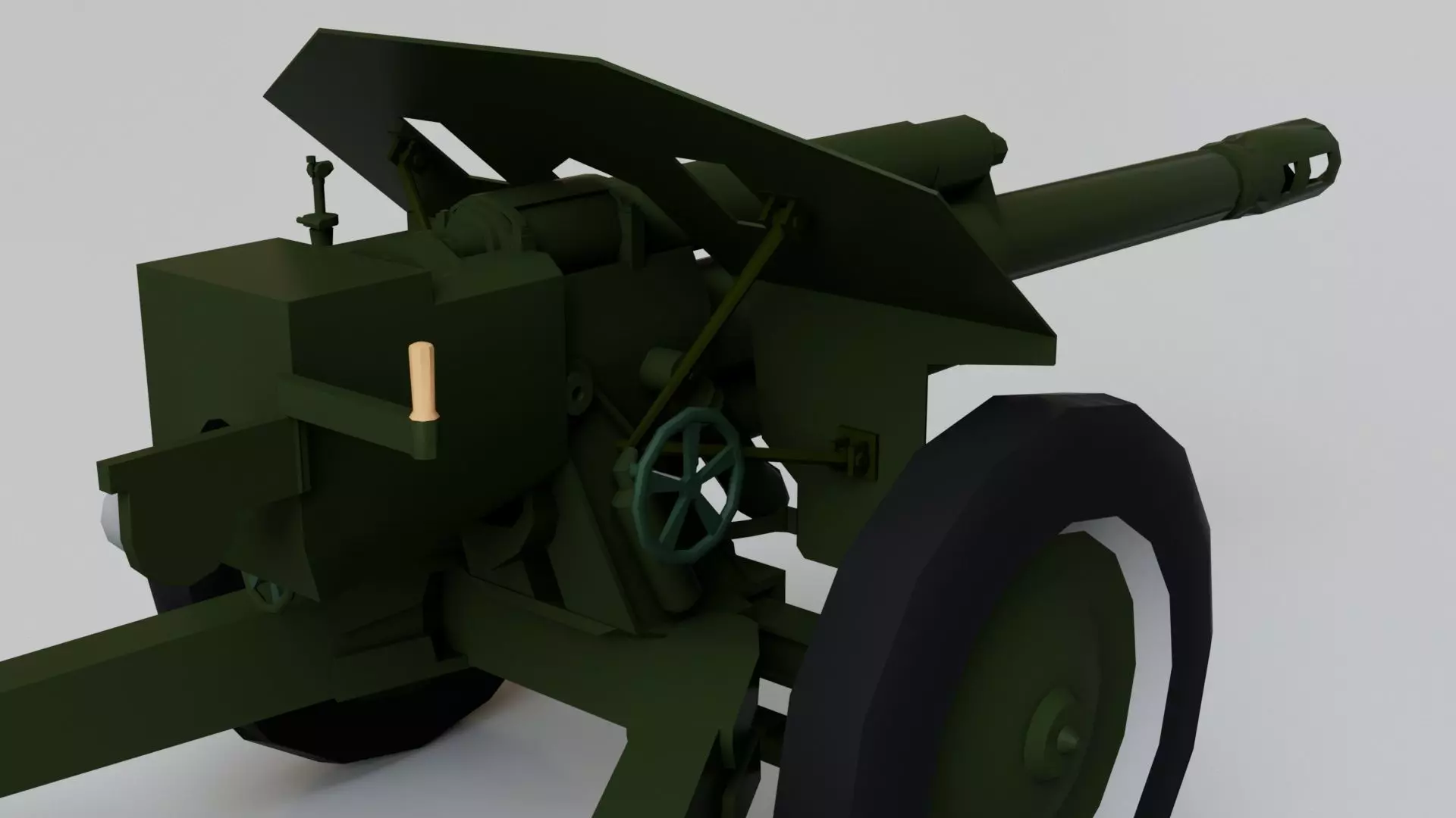152mm D-1 Howitzer Military Missile Weapon - Game Ready Low-poly 3D model_6