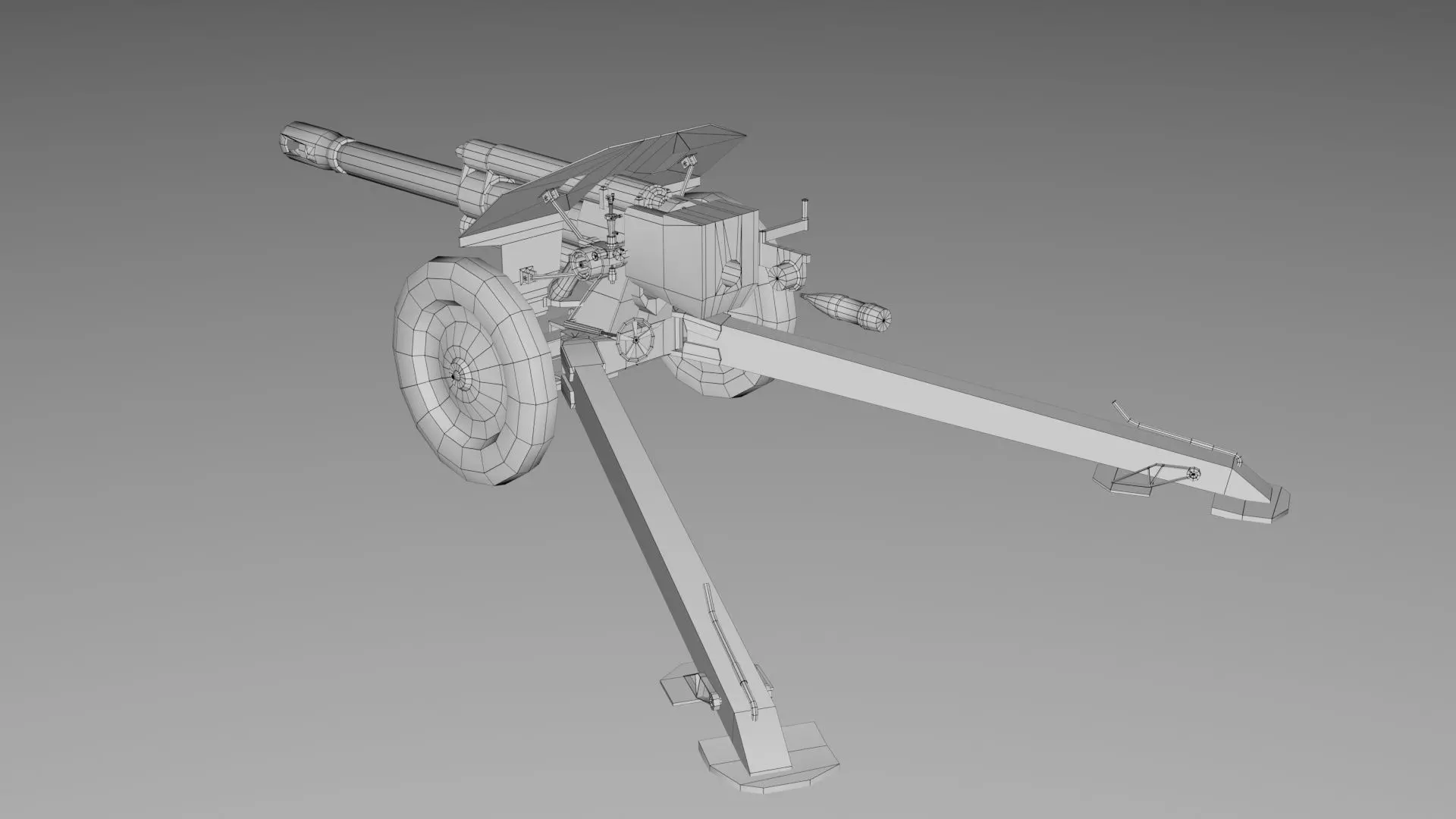 152mm D-1 Howitzer Military Missile Weapon - Game Ready Low-poly 3D model_3