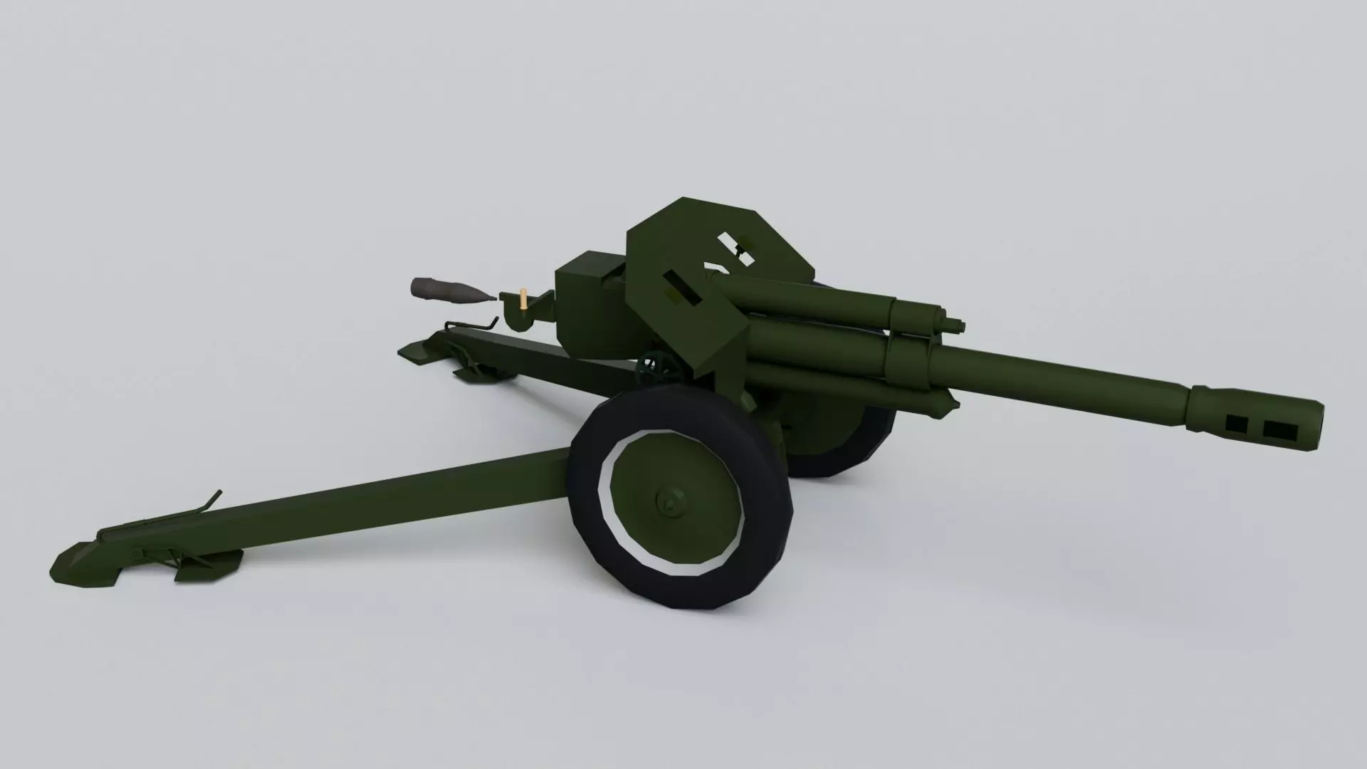 152mm D-1 Howitzer Military Missile Weapon - Game Ready Low-poly 3D model_0