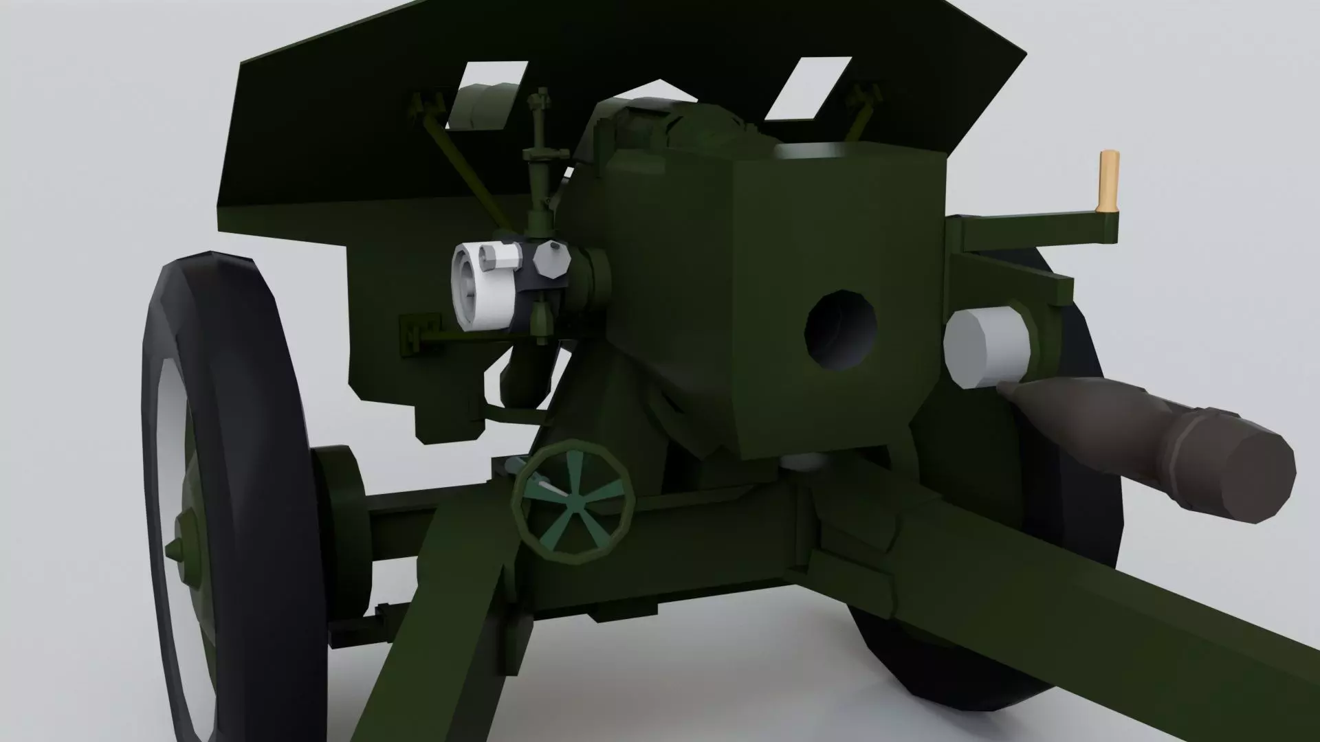 152mm D-1 Howitzer Military Missile Weapon - Game Ready Low-poly 3D model_4