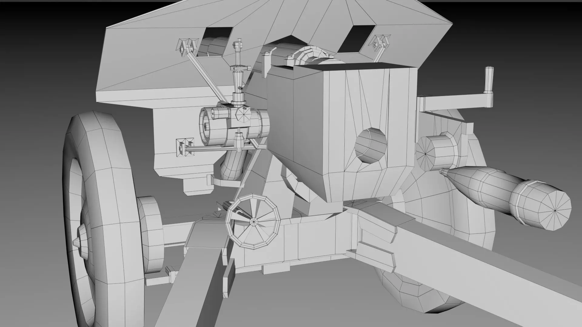 152mm D-1 Howitzer Military Missile Weapon - Game Ready Low-poly 3D model_5