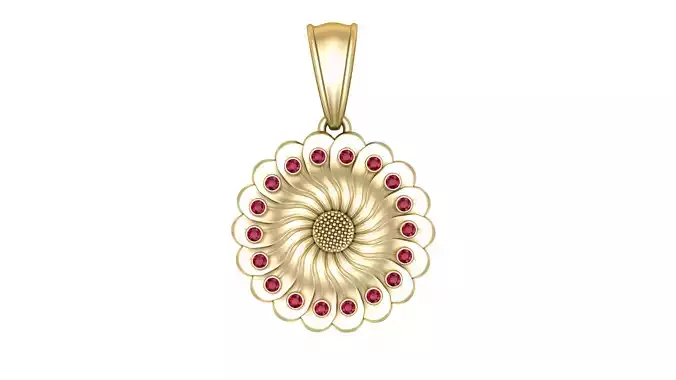 Round Flower Gold Pendant