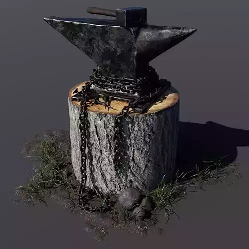 Medieval Blacksmith Anvil Scene