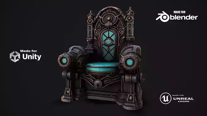 Fantasy Throne 3 game ready 3d model Low-poly 3D model