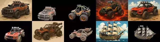 All terrain Cars bundle 1 pack 100 glb