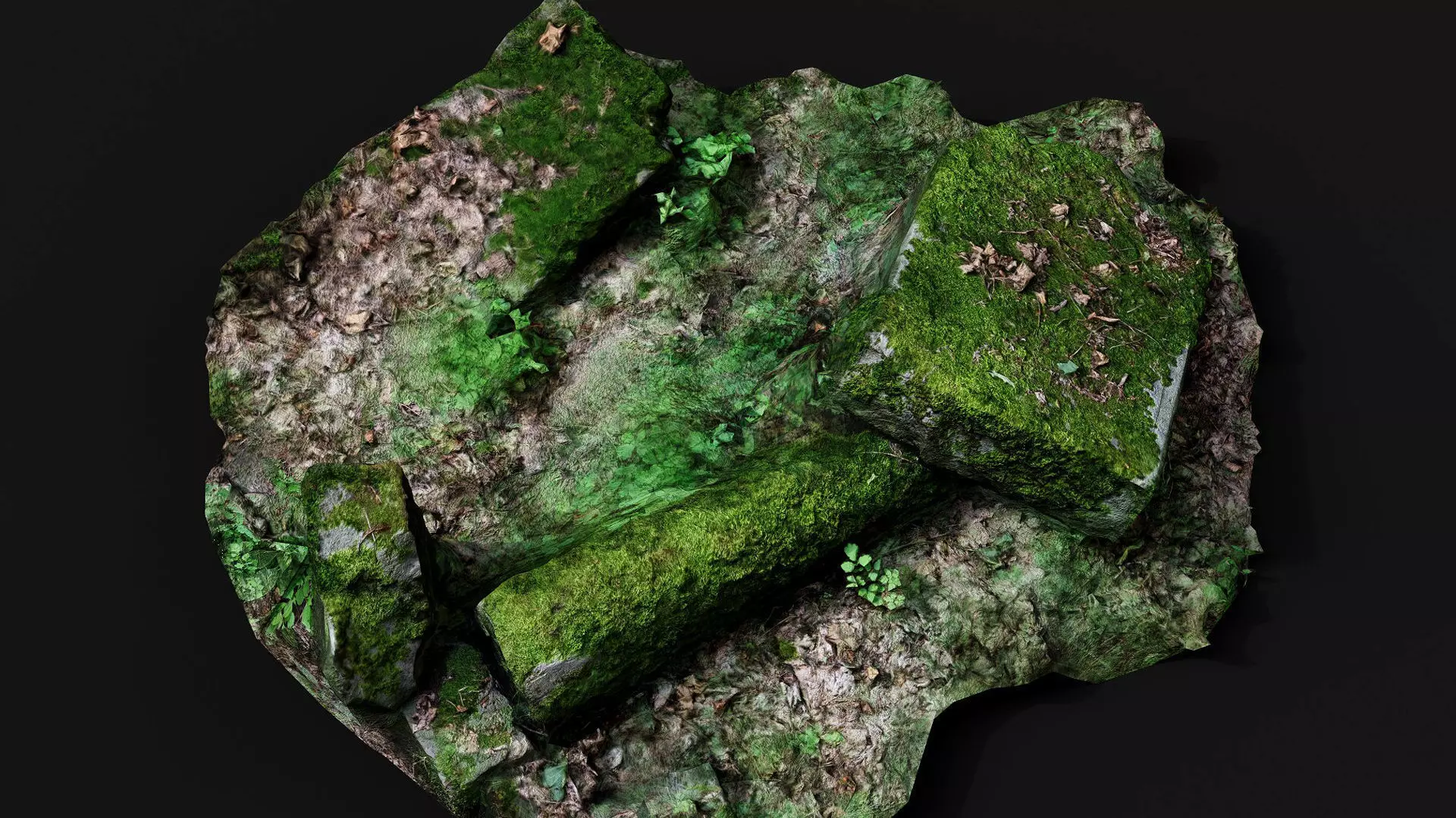ancient mossy ruins stone columns debris PBR photogrammetry Low-poly 3D model_4