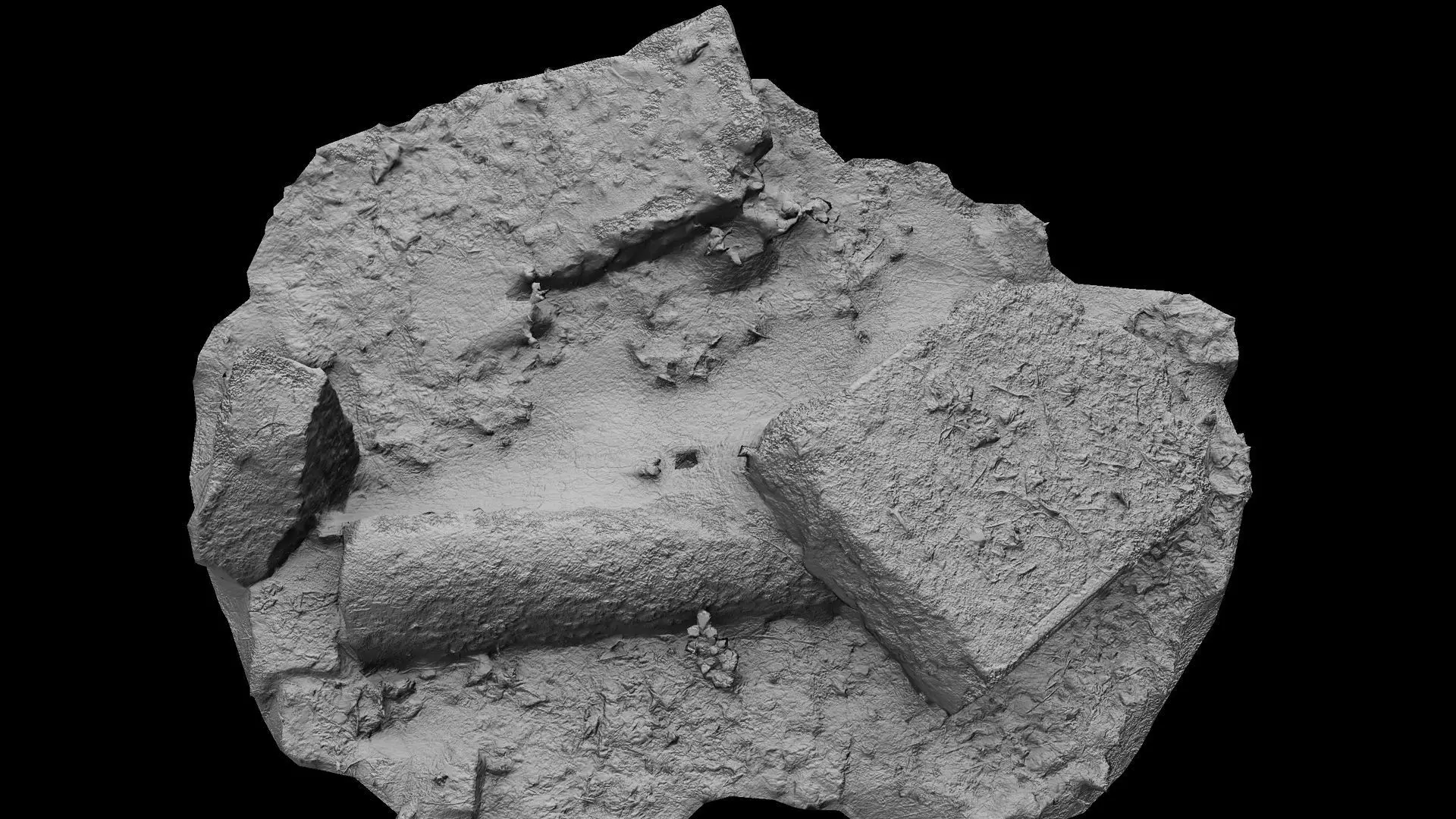 ancient mossy ruins stone columns debris PBR photogrammetry Low-poly 3D model_6