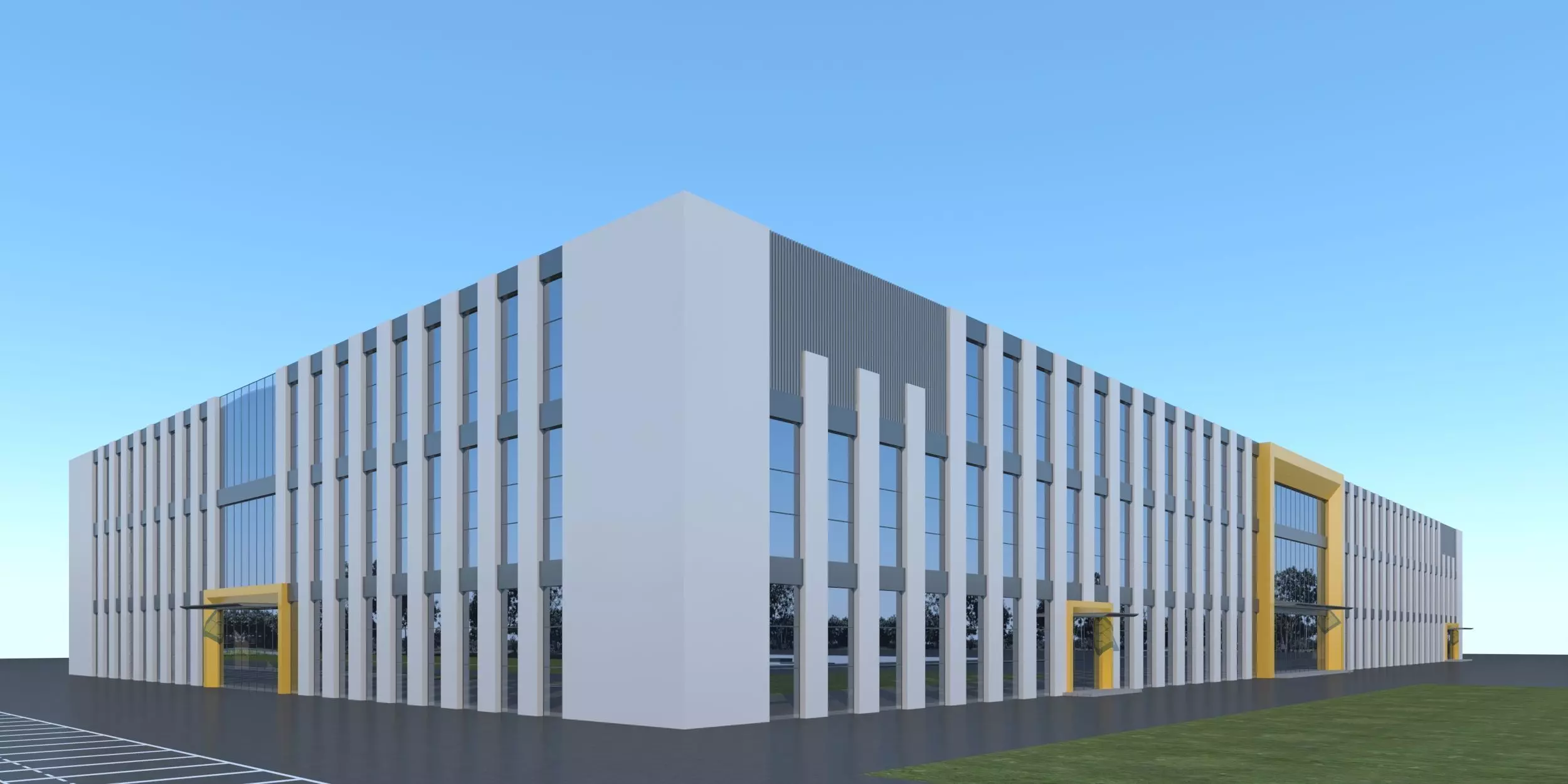 Industrial Building Factory 3D model_0