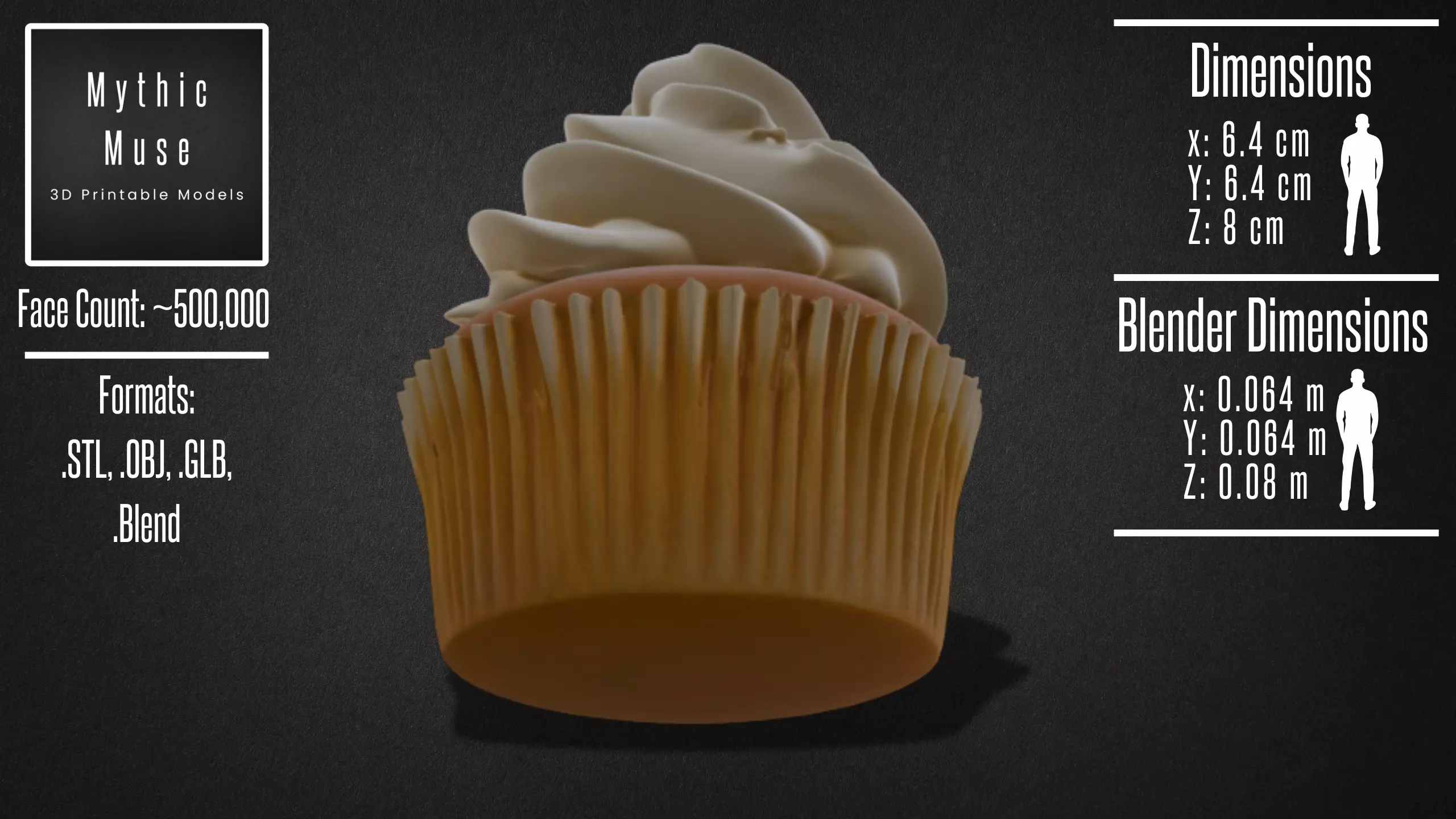 Cupcake with Whipped Cream Model 3D model_7