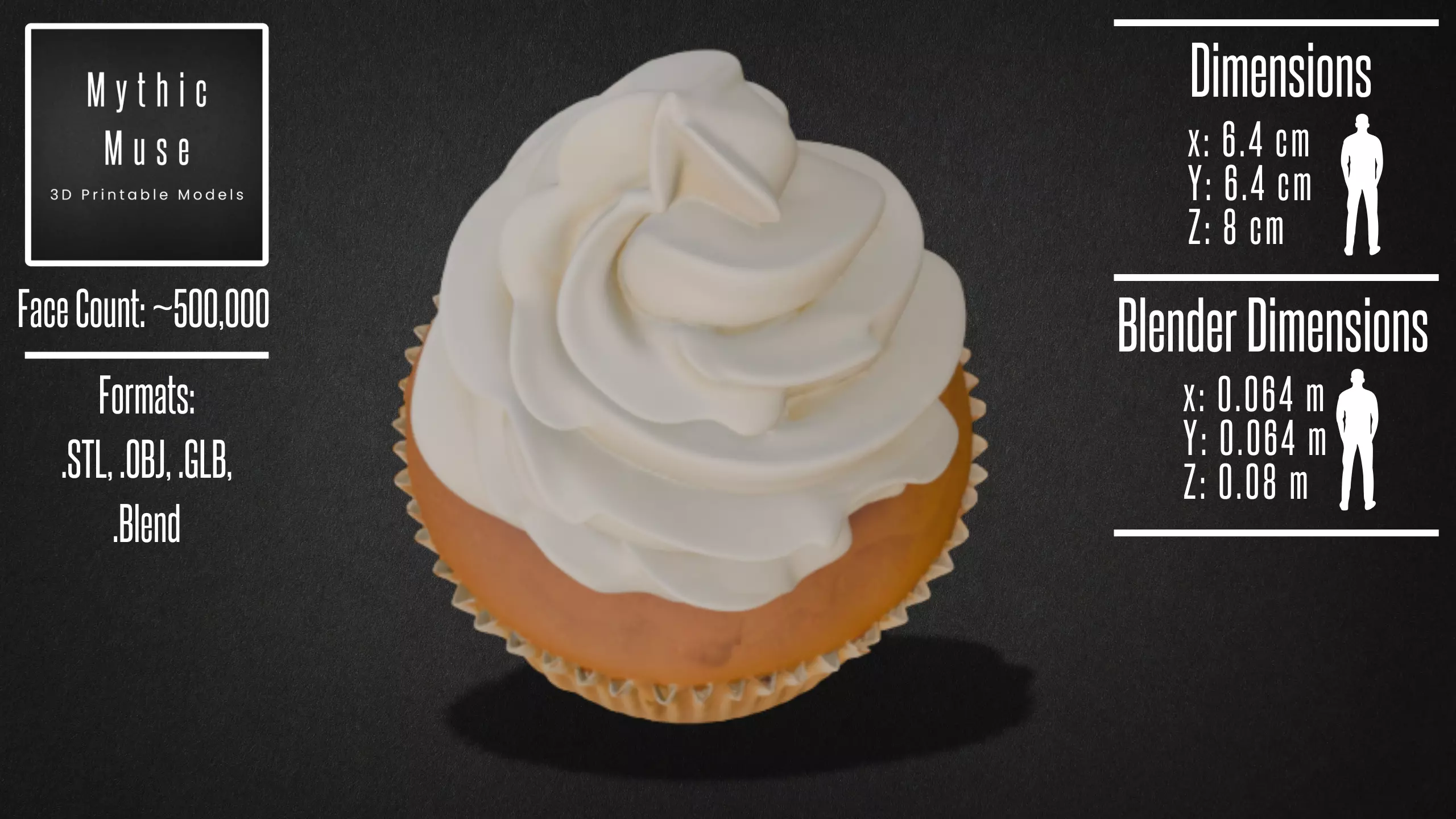 Cupcake with Whipped Cream Model 3D model_4