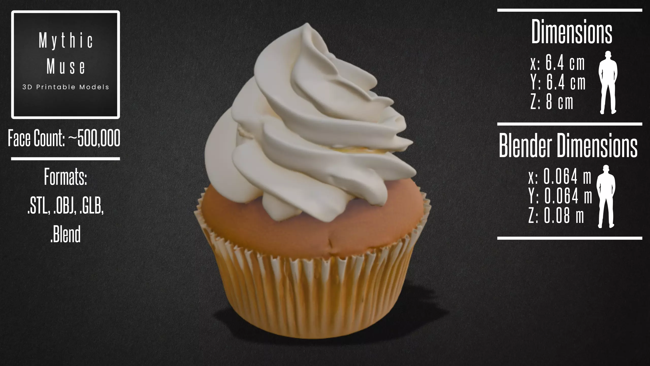 Cupcake with Whipped Cream Model 3D model_2