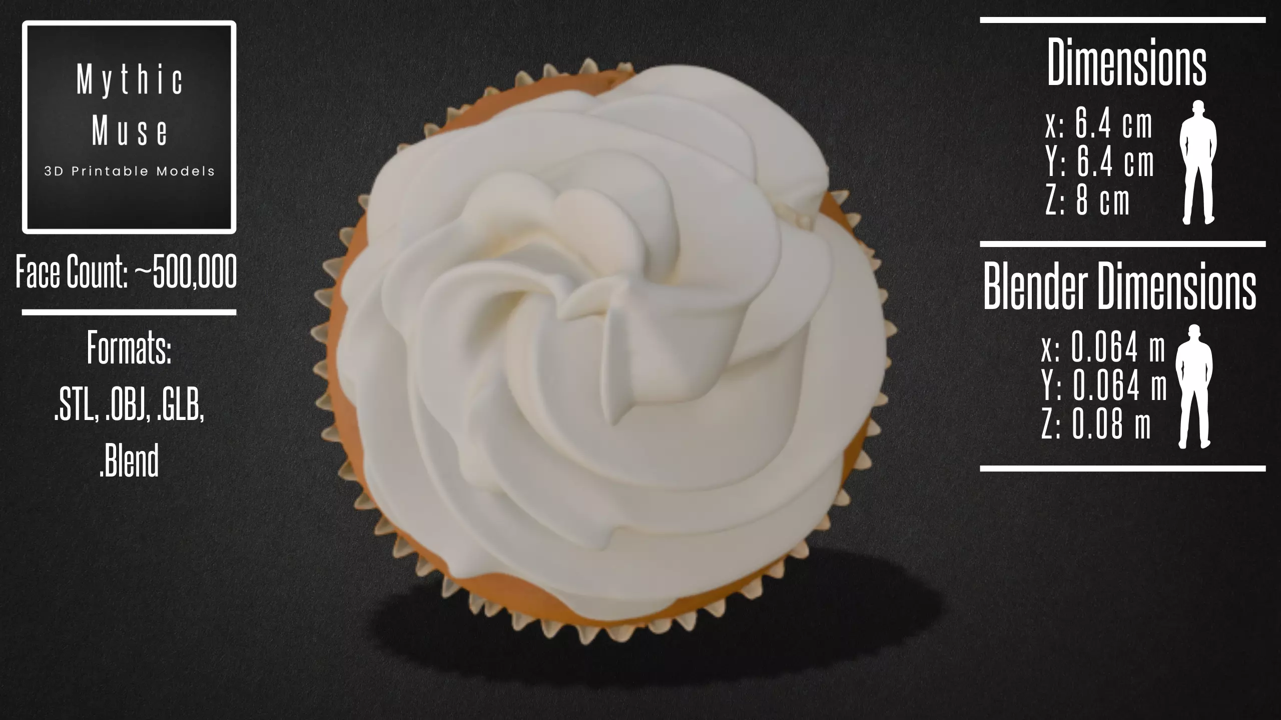 Cupcake with Whipped Cream Model 3D model_6