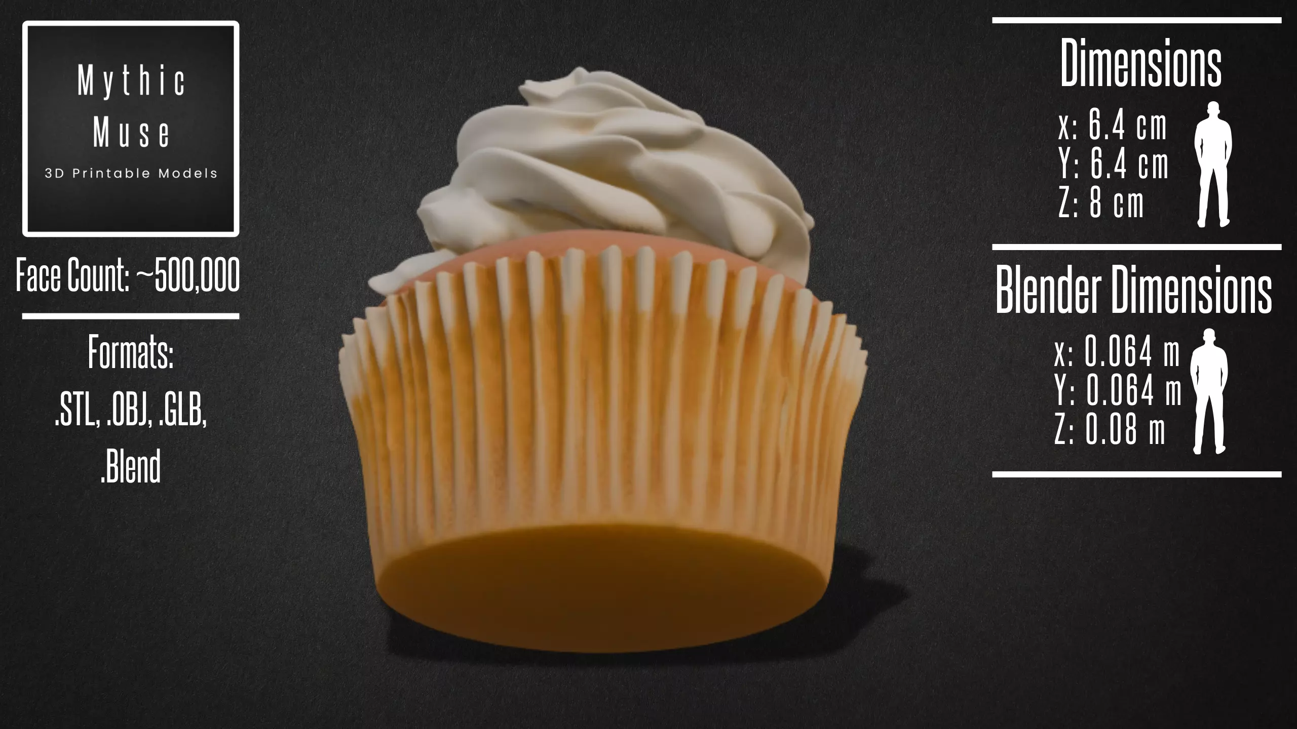 Cupcake with Whipped Cream Model 3D model_3