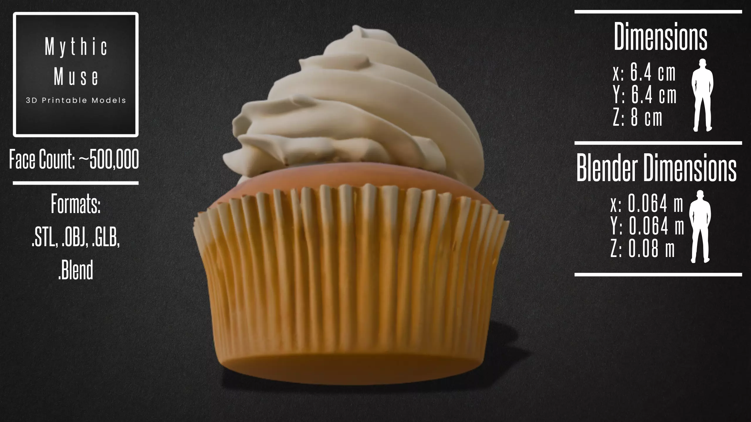 Cupcake with Whipped Cream Model 3D model_5