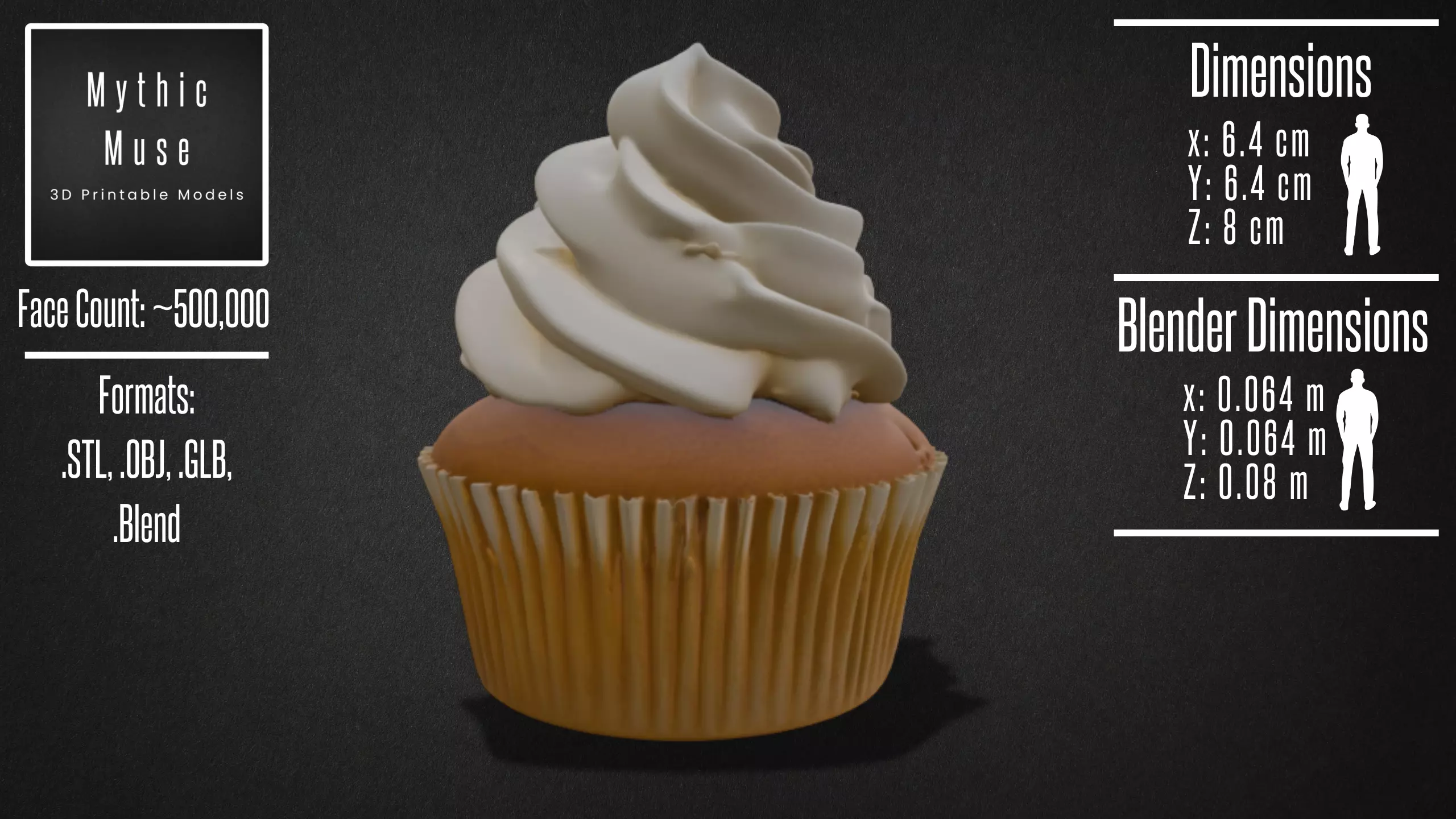 Cupcake with Whipped Cream Model 3D model_1