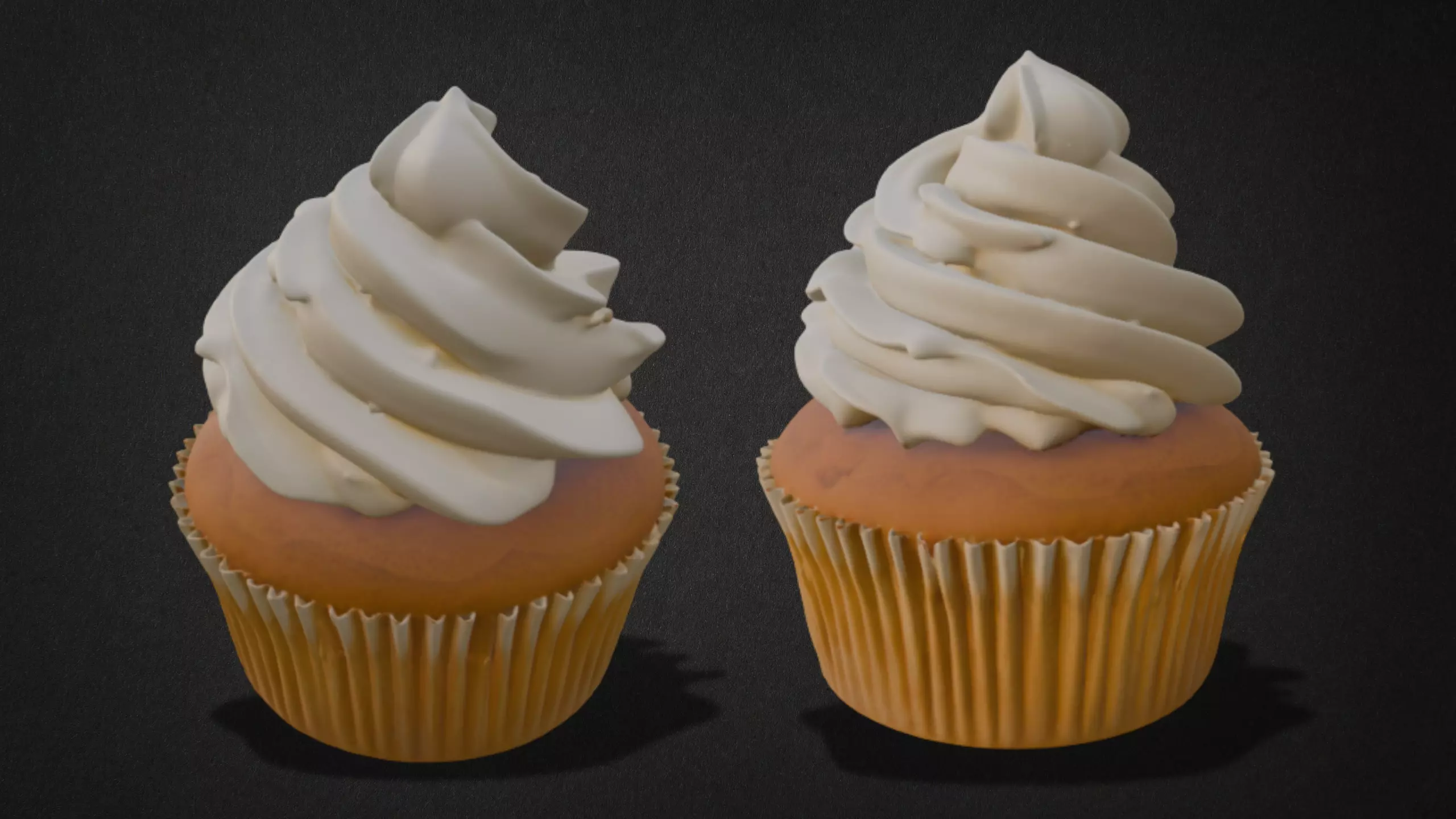 Cupcake with Whipped Cream Model 3D model_0