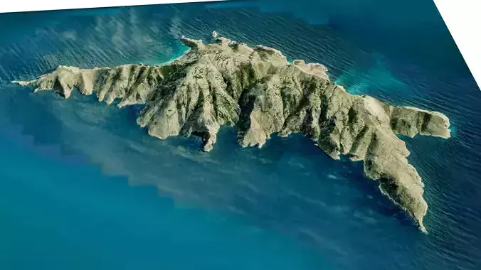 Gioura Island 3D model terrain Low-poly 3D model
