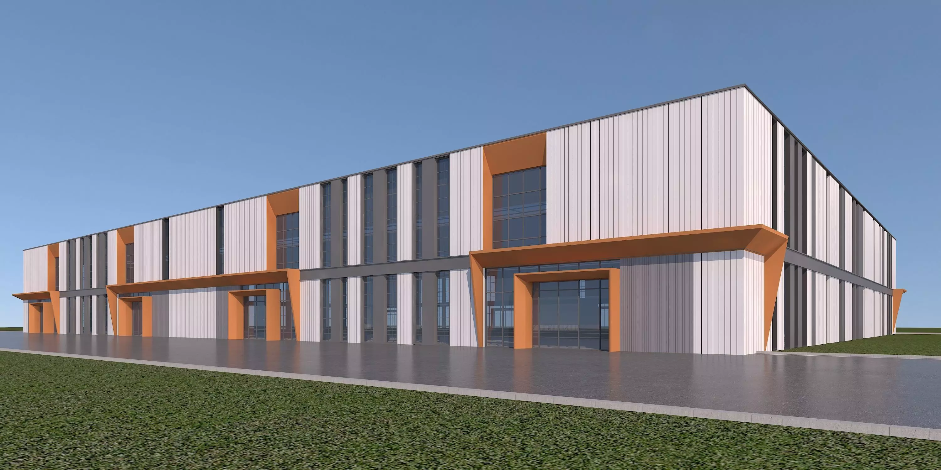 Industrial Building Factory 3D model_0