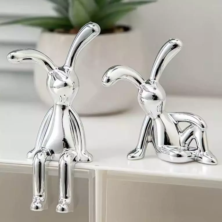 Decorative sculpture design home minimalist sitting rabbits 3D print model_0