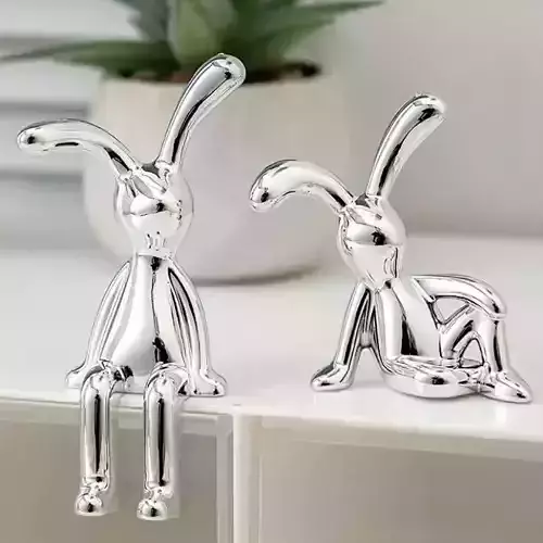 Decorative sculpture design home minimalist sitting rabbits