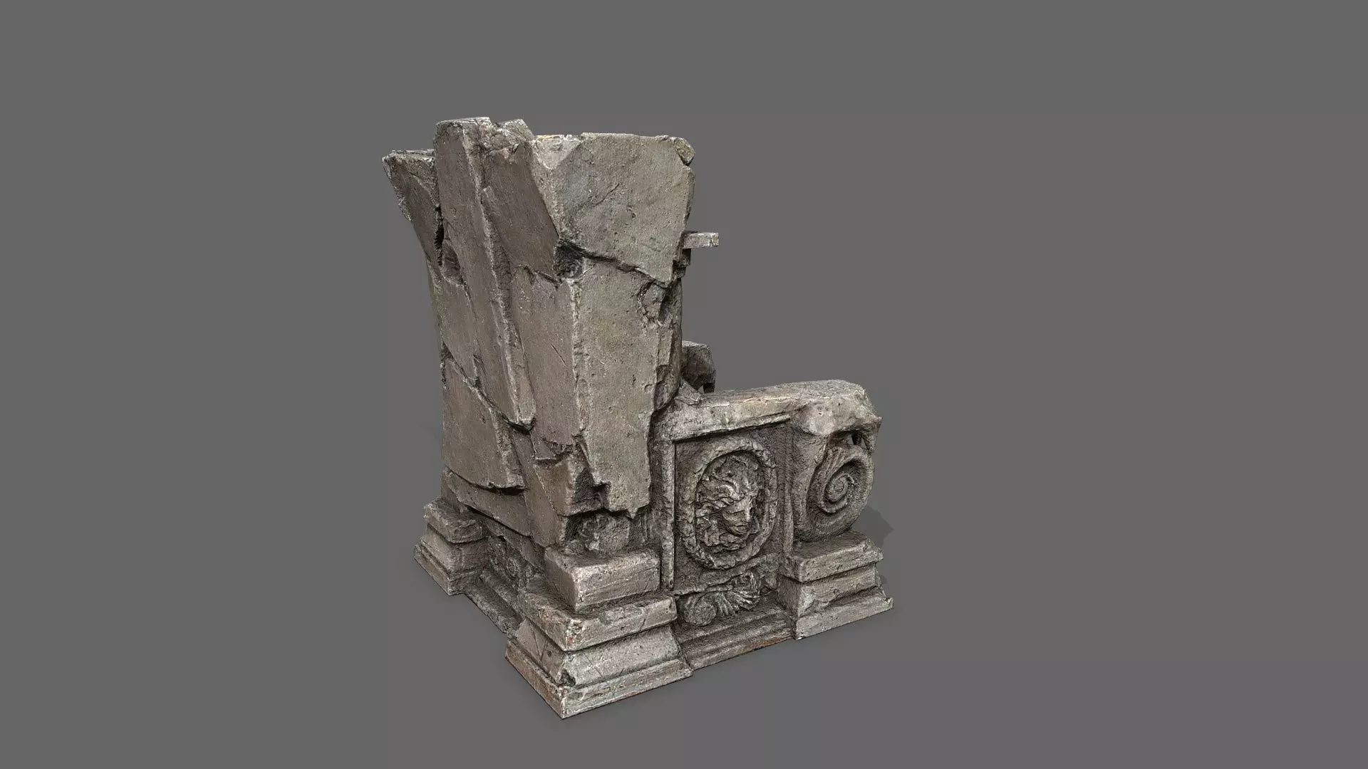 old throne Low-poly 3D model_6