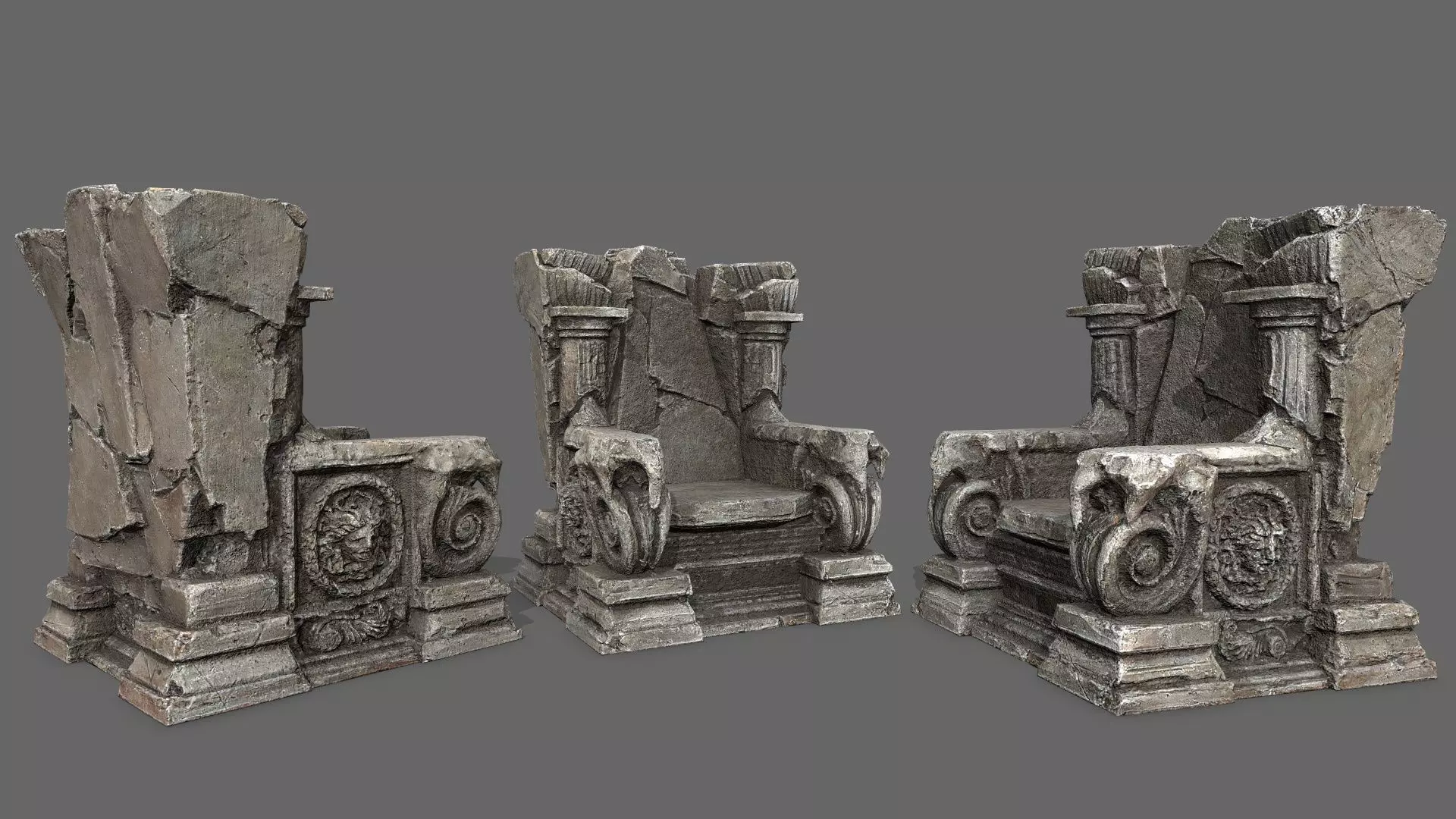 old throne Low-poly 3D model_0
