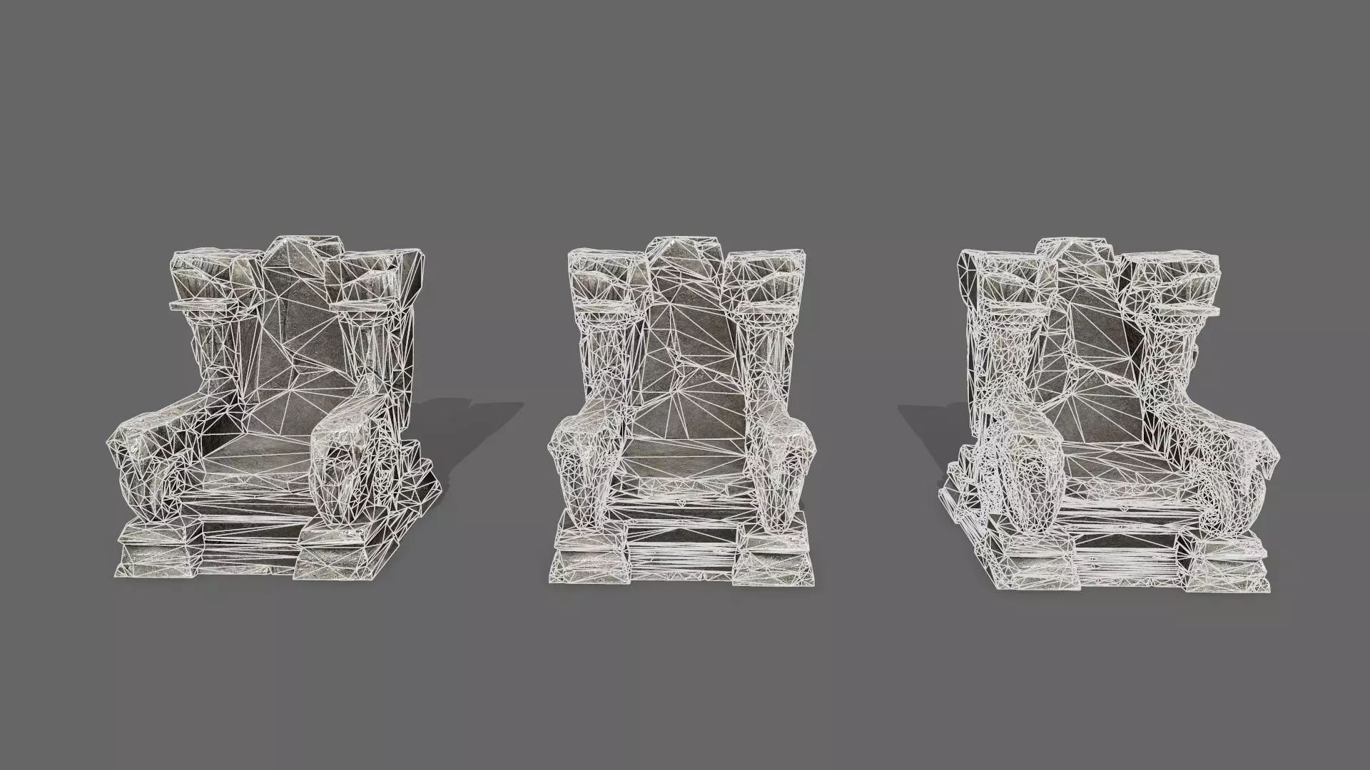 old throne Low-poly 3D model_12