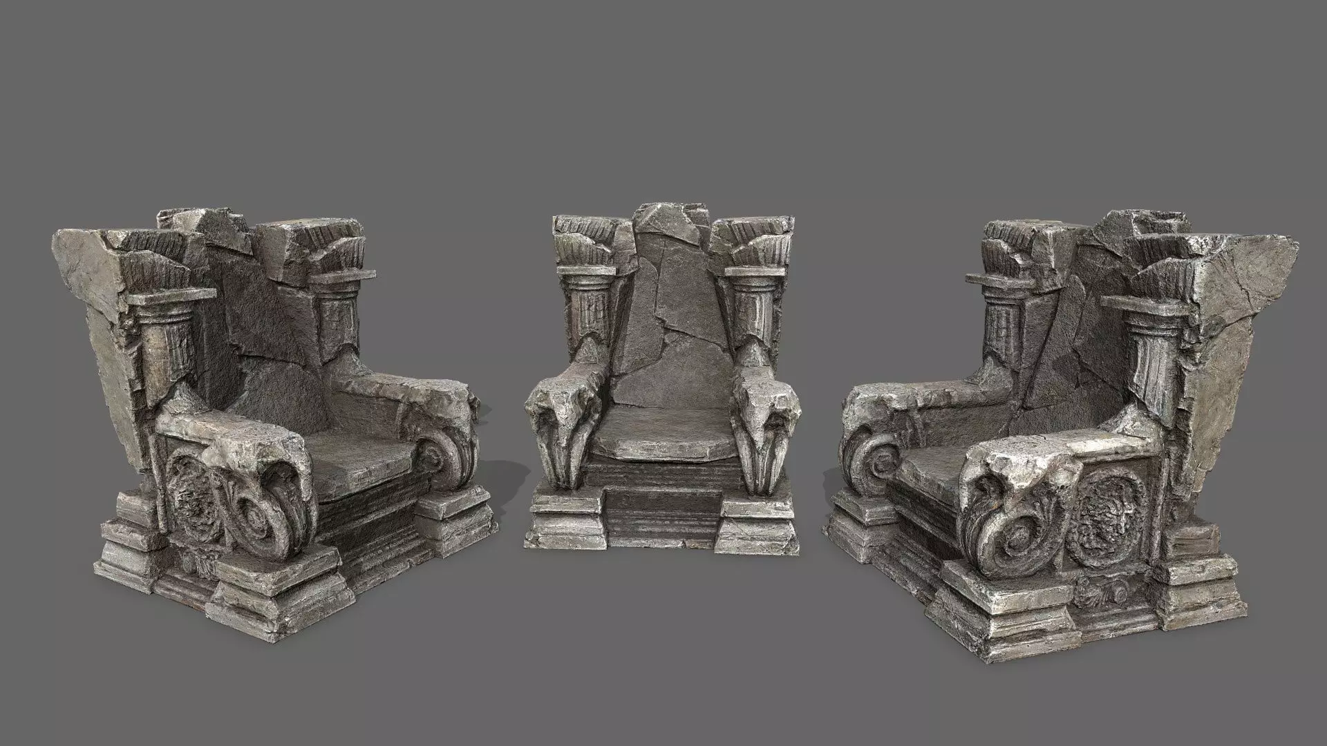 old throne Low-poly 3D model_1