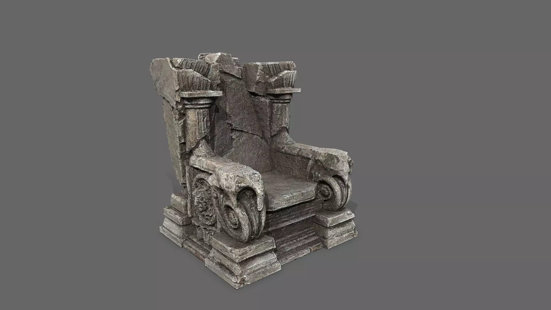 old throne Low-poly 3D model_8