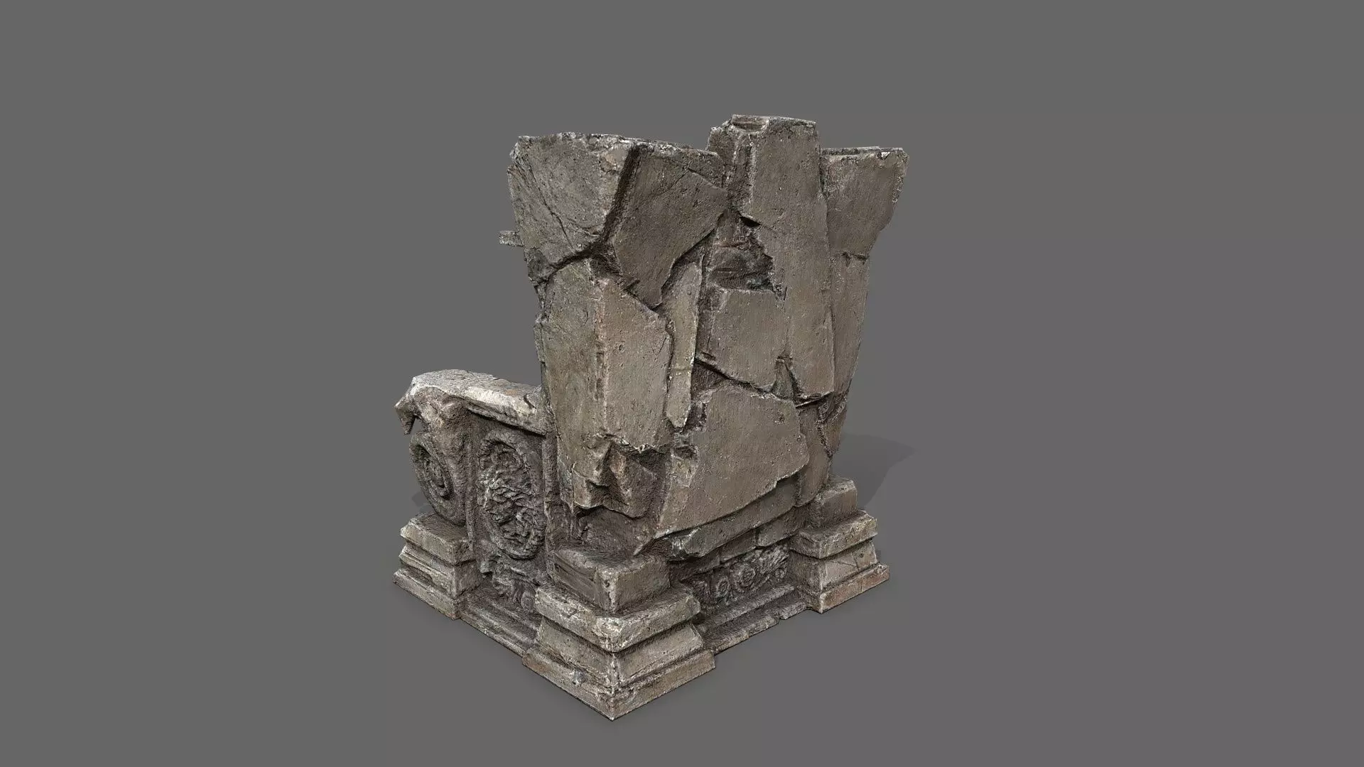 old throne Low-poly 3D model_4