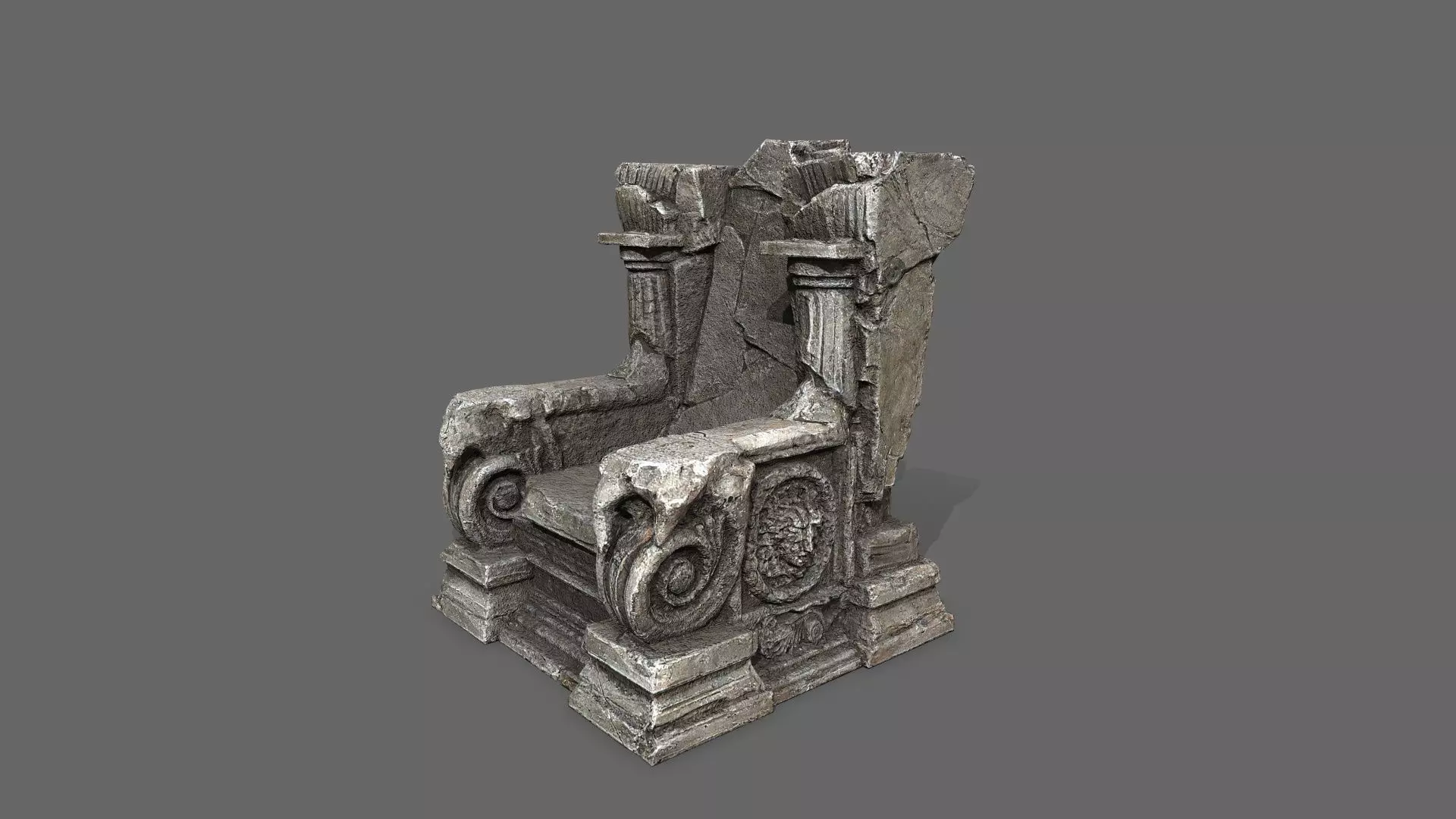 old throne Low-poly 3D model_2