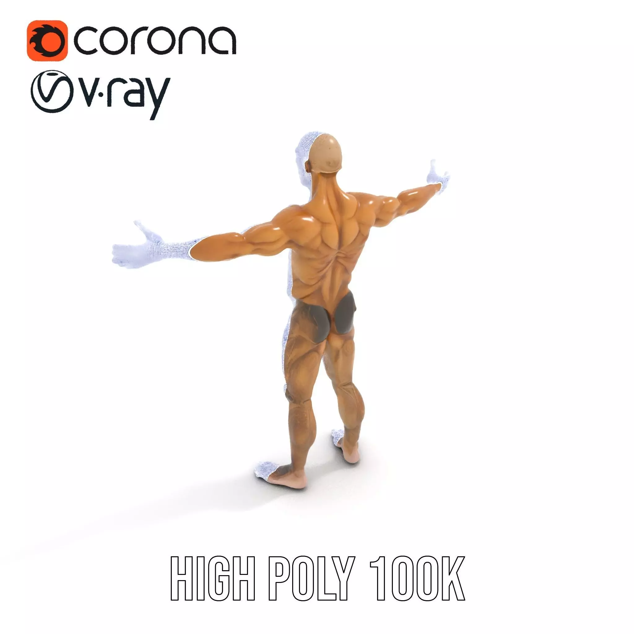 Muscular Human Character Model Pack with Detailed Texture Low-poly 3D model_17