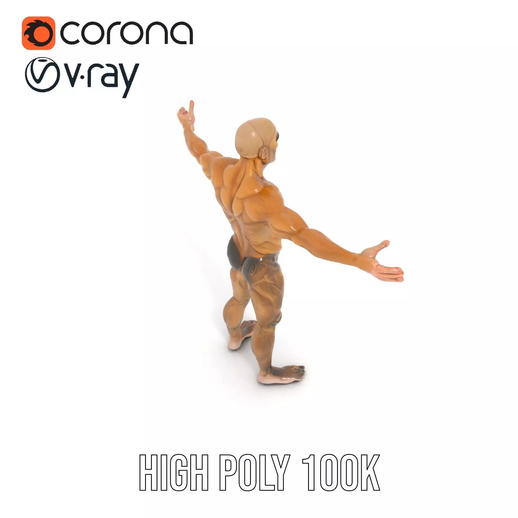 Muscular Human Character Model Pack with Detailed Texture Low-poly 3D model_26