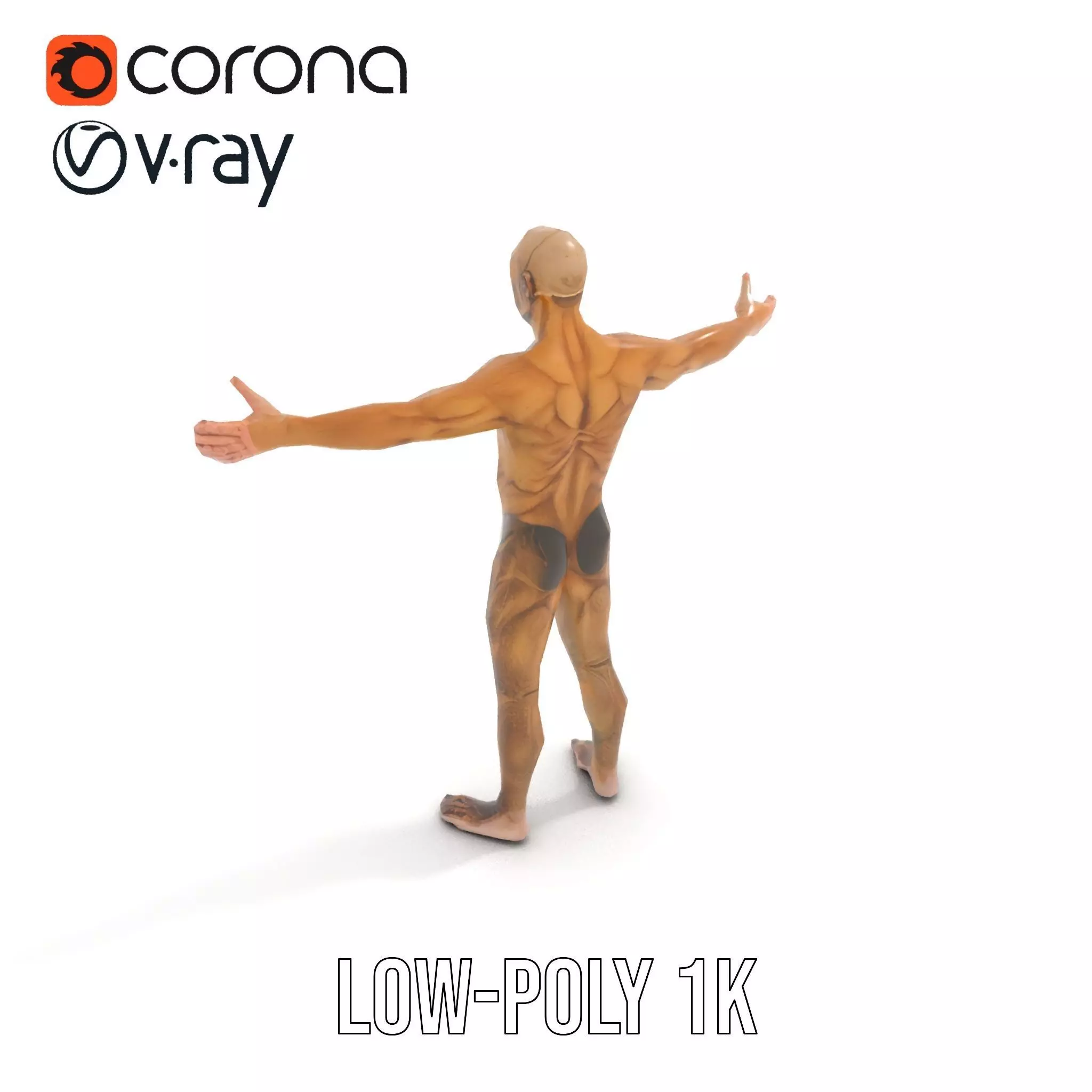 Muscular Human Character Model Pack with Detailed Texture Low-poly 3D model_7