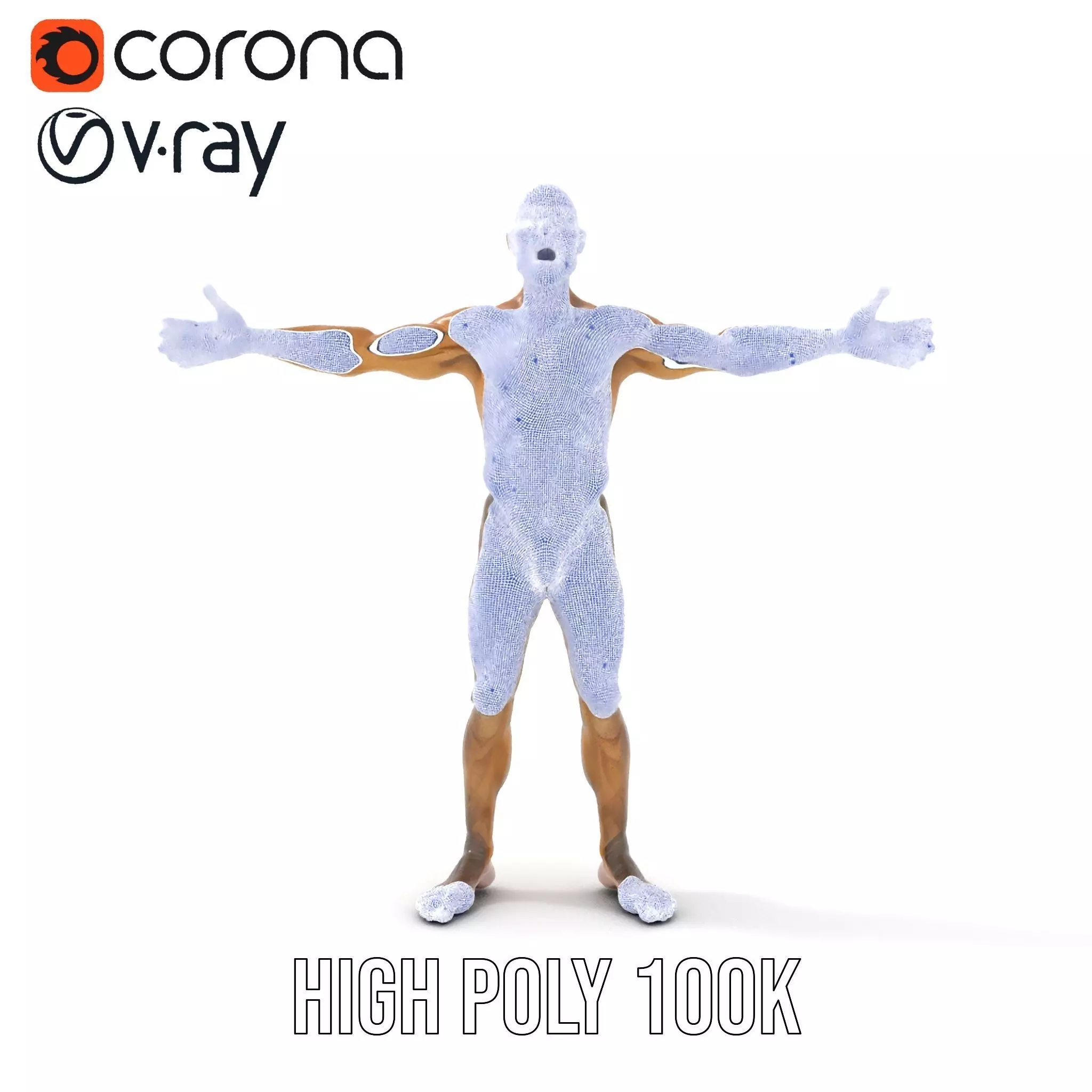 Muscular Human Character Model Pack with Detailed Texture Low-poly 3D model_23