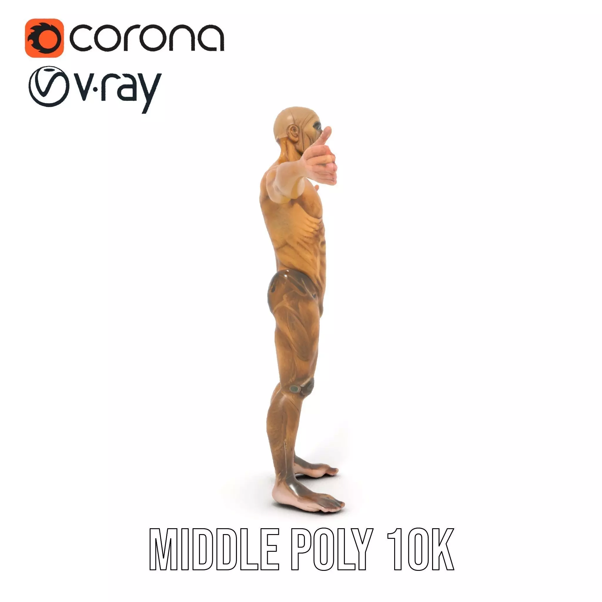 Muscular Human Character Model Pack with Detailed Texture Low-poly 3D model_12