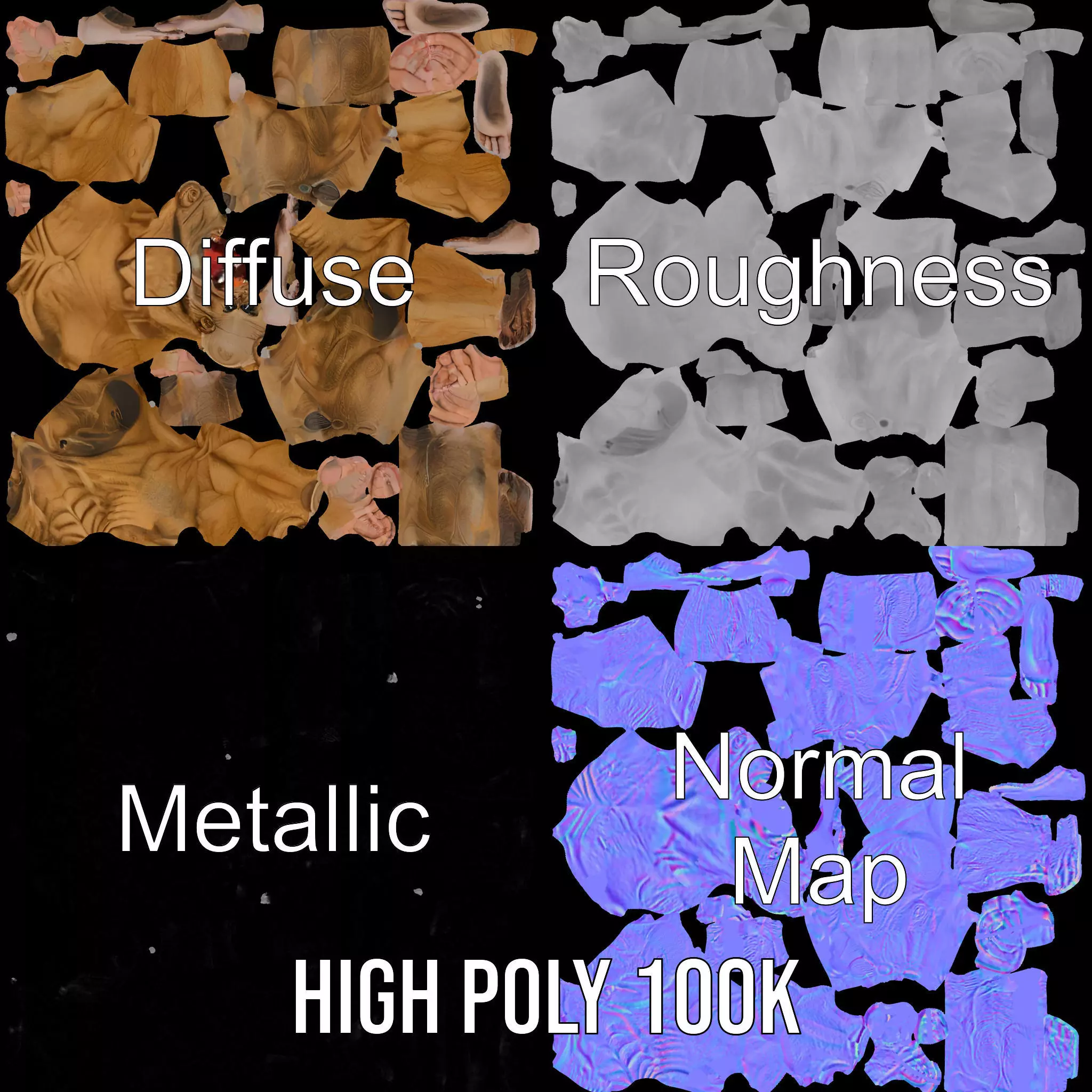 Muscular Human Character Model Pack with Detailed Texture Low-poly 3D model_3