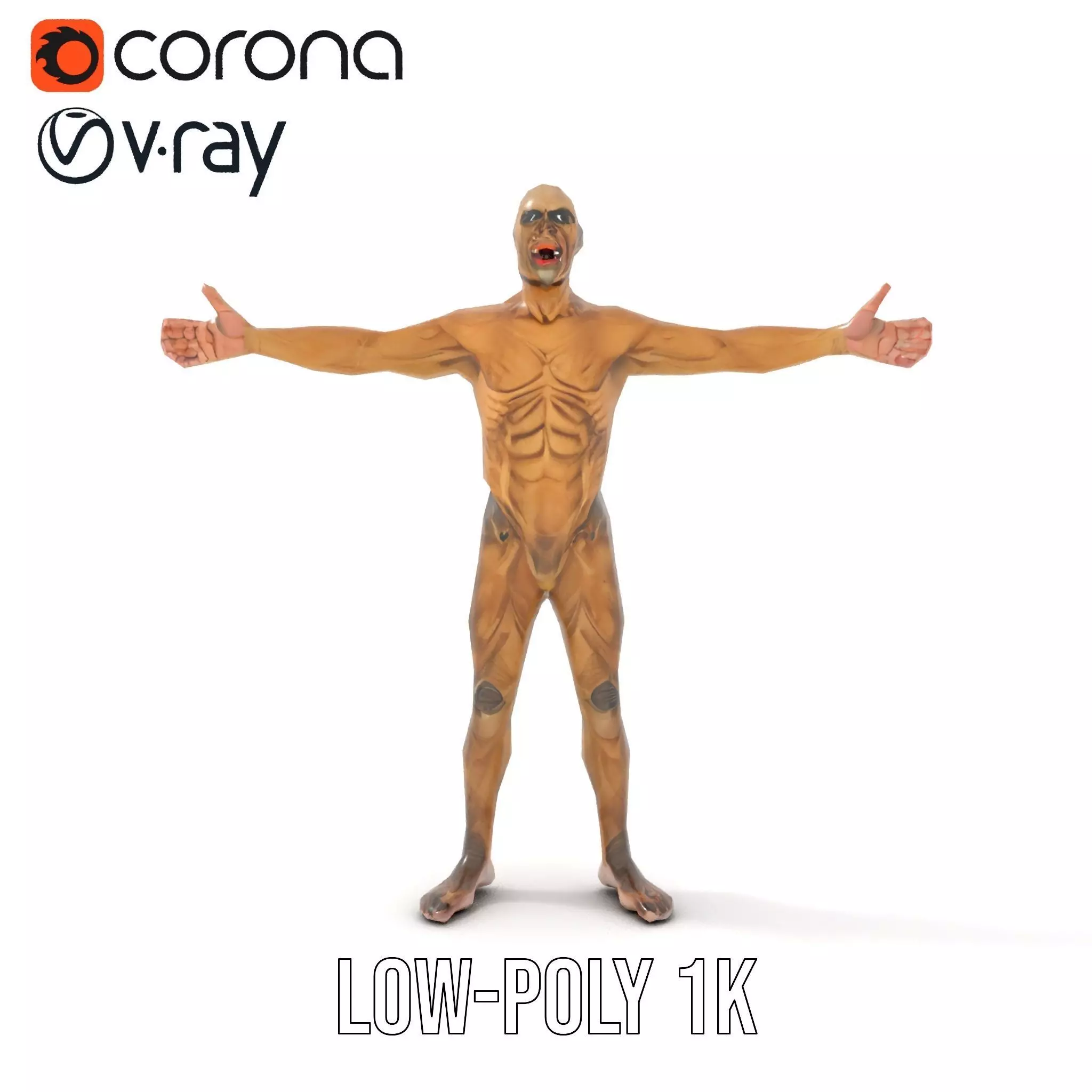 Muscular Human Character Model Pack with Detailed Texture Low-poly 3D model_19