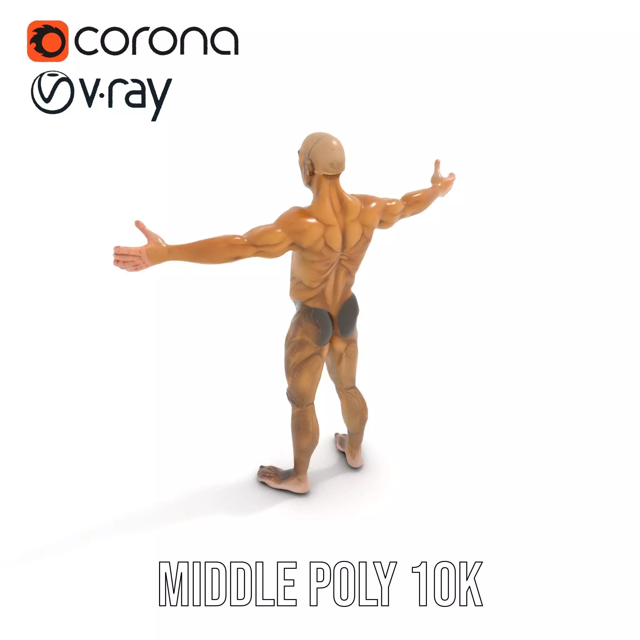 Muscular Human Character Model Pack with Detailed Texture Low-poly 3D model_15