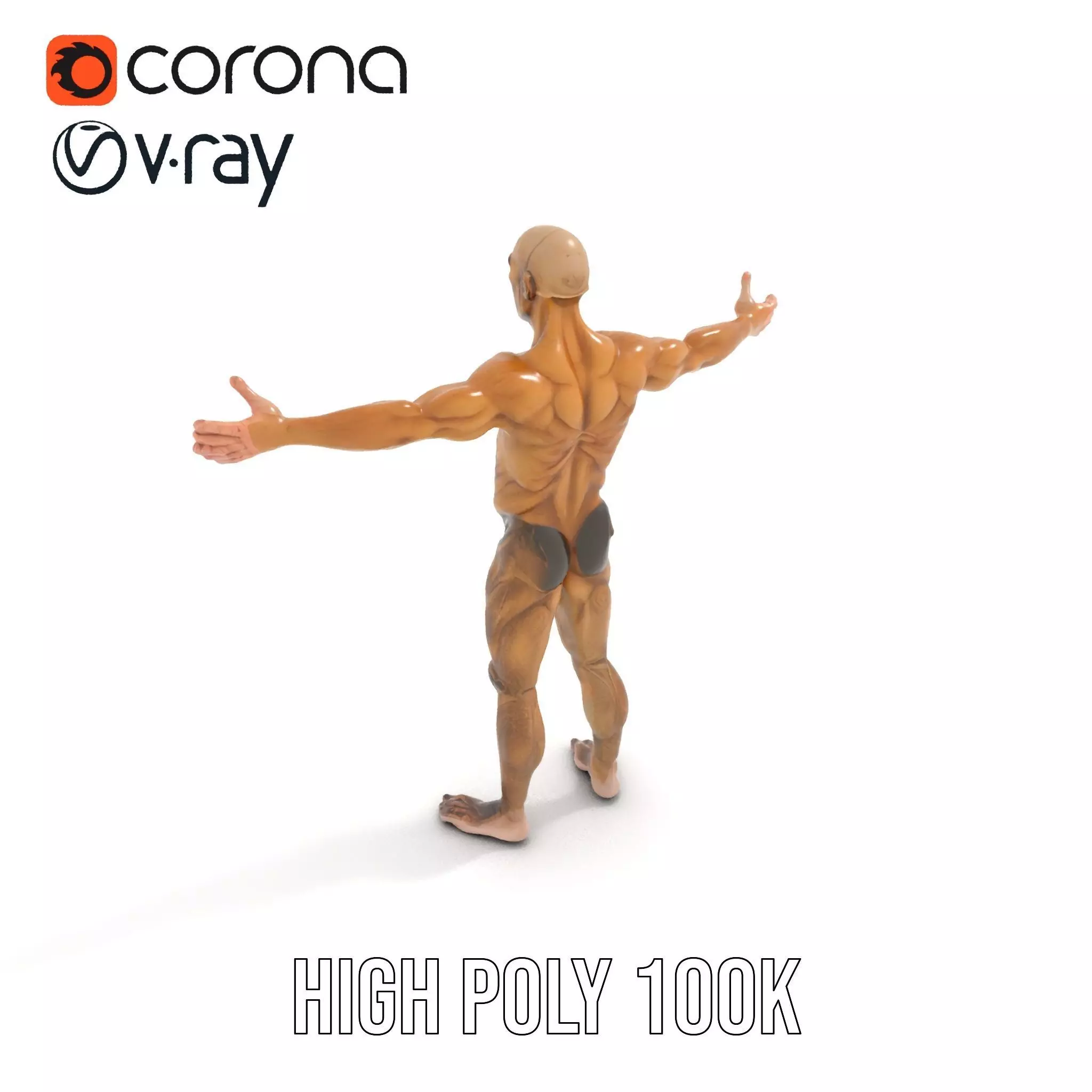 Muscular Human Character Model Pack with Detailed Texture Low-poly 3D model_11