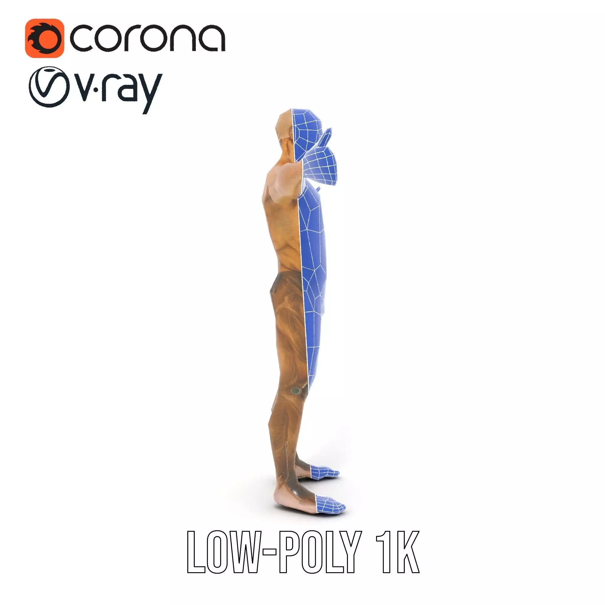 Muscular Human Character Model Pack with Detailed Texture Low-poly 3D model_30