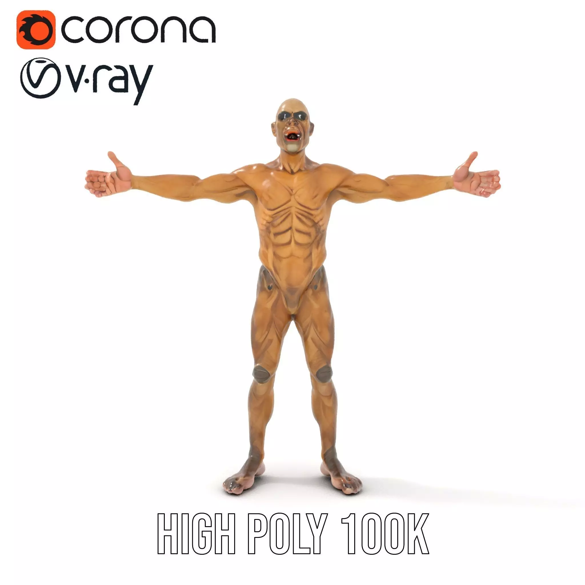 Muscular Human Character Model Pack with Detailed Texture Low-poly 3D model_32