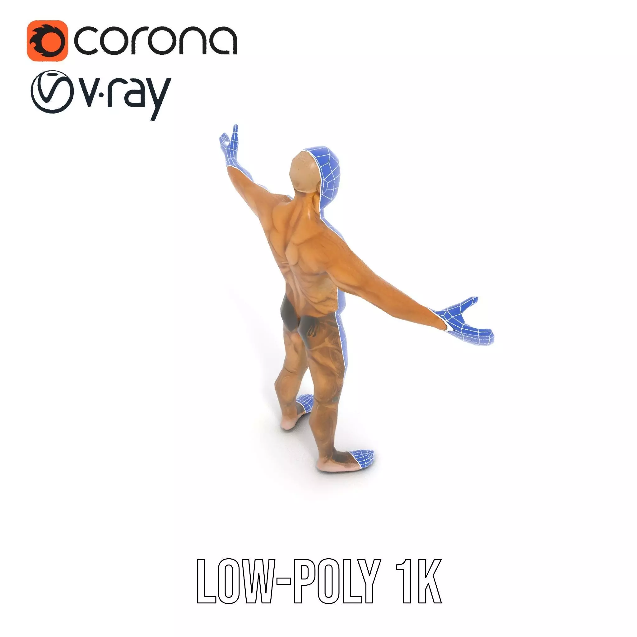 Muscular Human Character Model Pack with Detailed Texture Low-poly 3D model_28